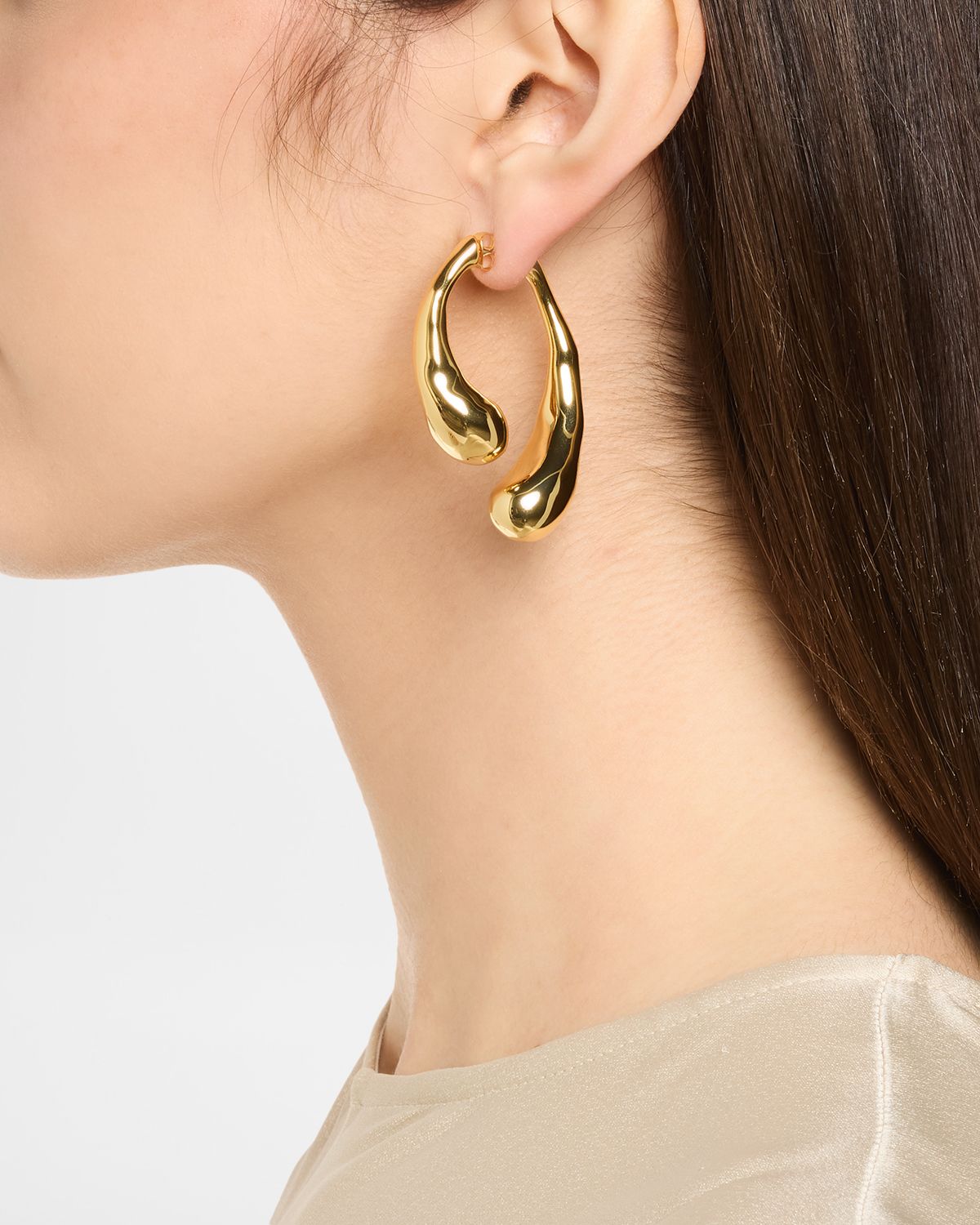 Alexis Bittar Molten Gold Scoop Front Back Earrings
