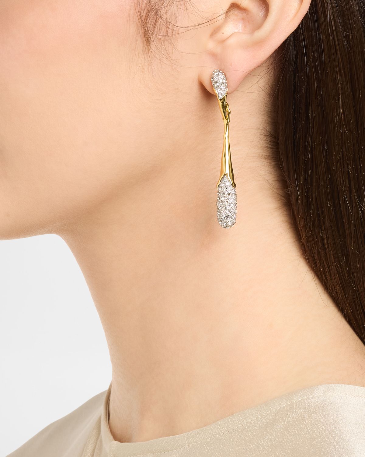 Alexis Bittar Solanales Linear Crystal Teardrop Earrings