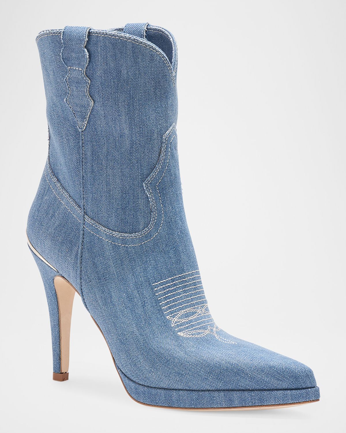 Partlow 95mm Camila Denim Western Ankle Boots