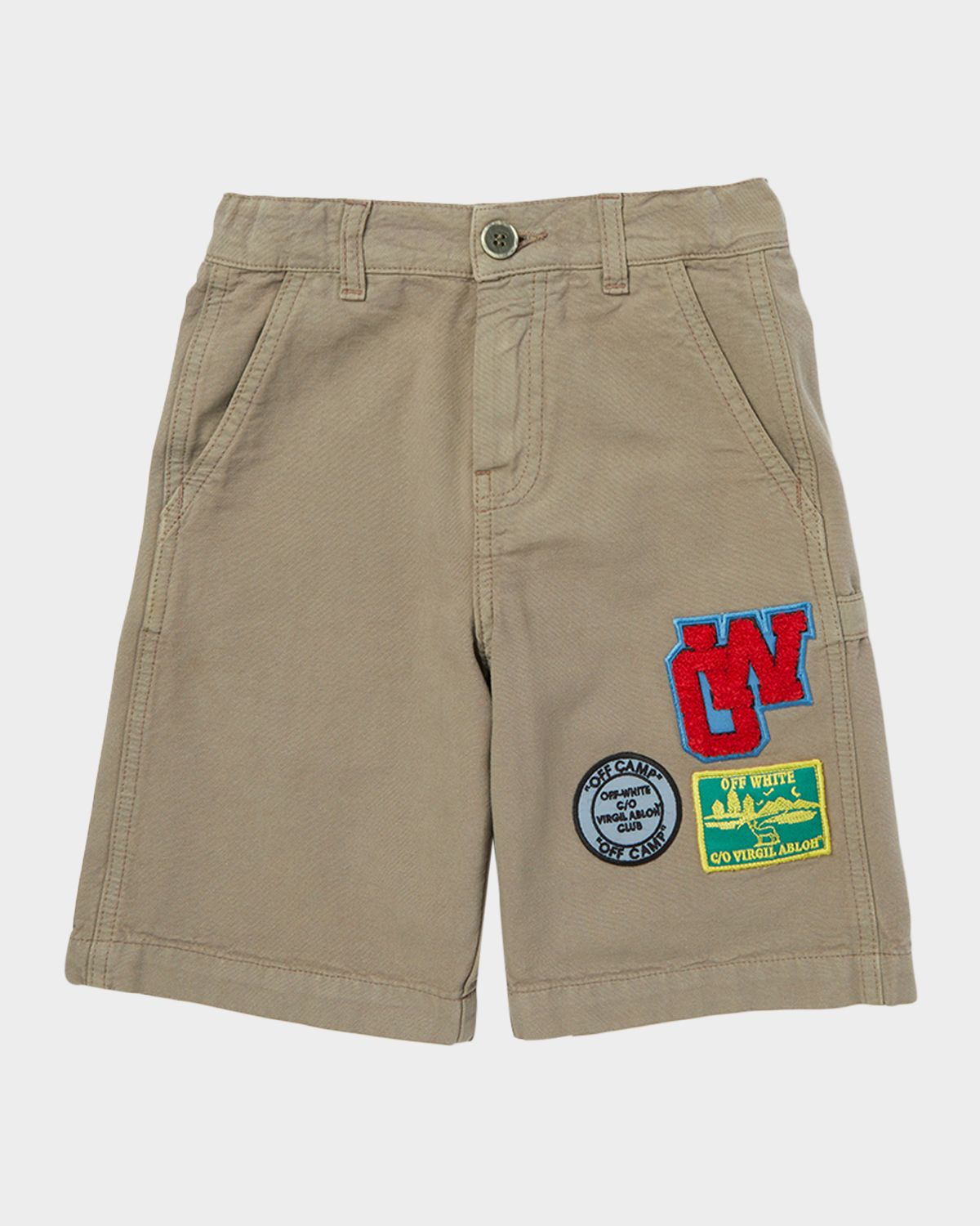 Off-White Boy 's Camping Patch Shorts, Size 4-12