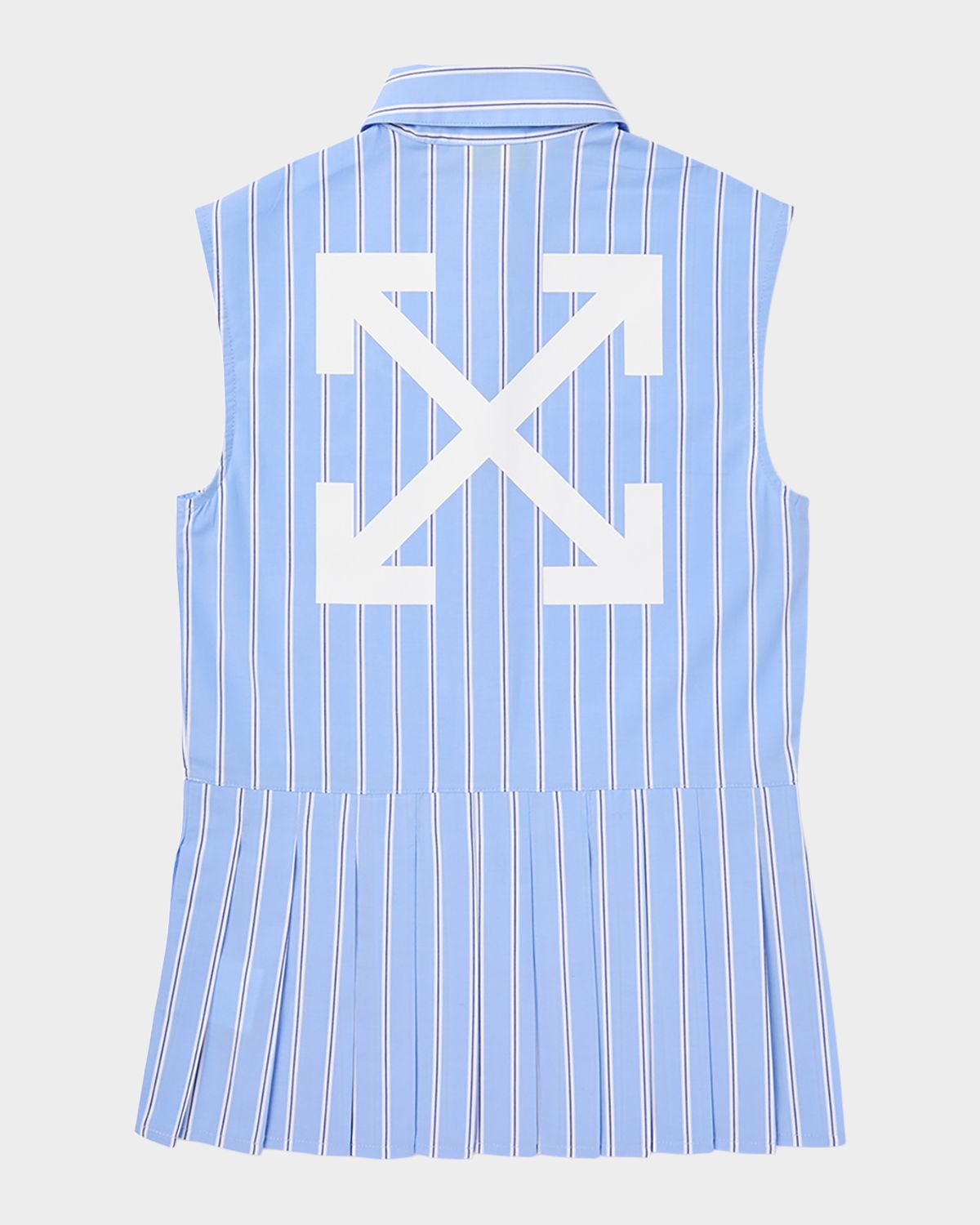 Off-White Girl 's OW Embroidered Pleated Sleeveless Shirtdress, Size 4-