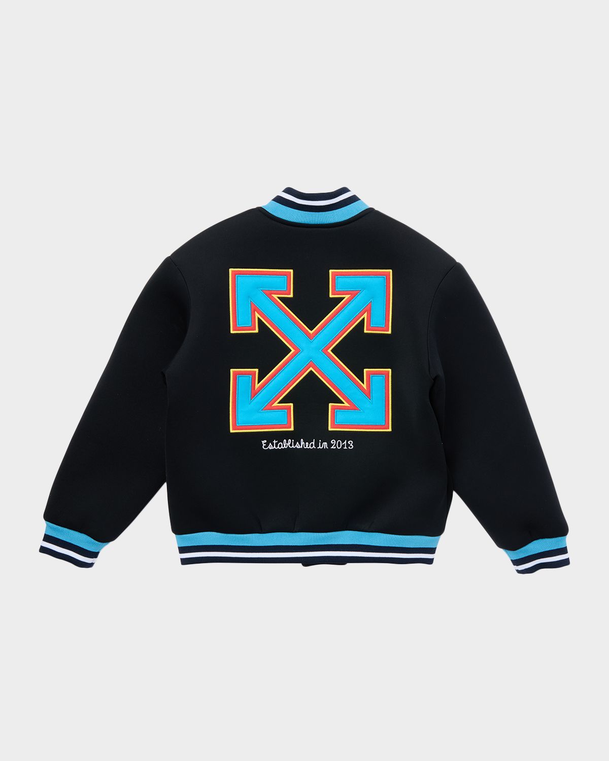 Off-White Boy 's Patch Varsity Bomber Jacket, Size 4-