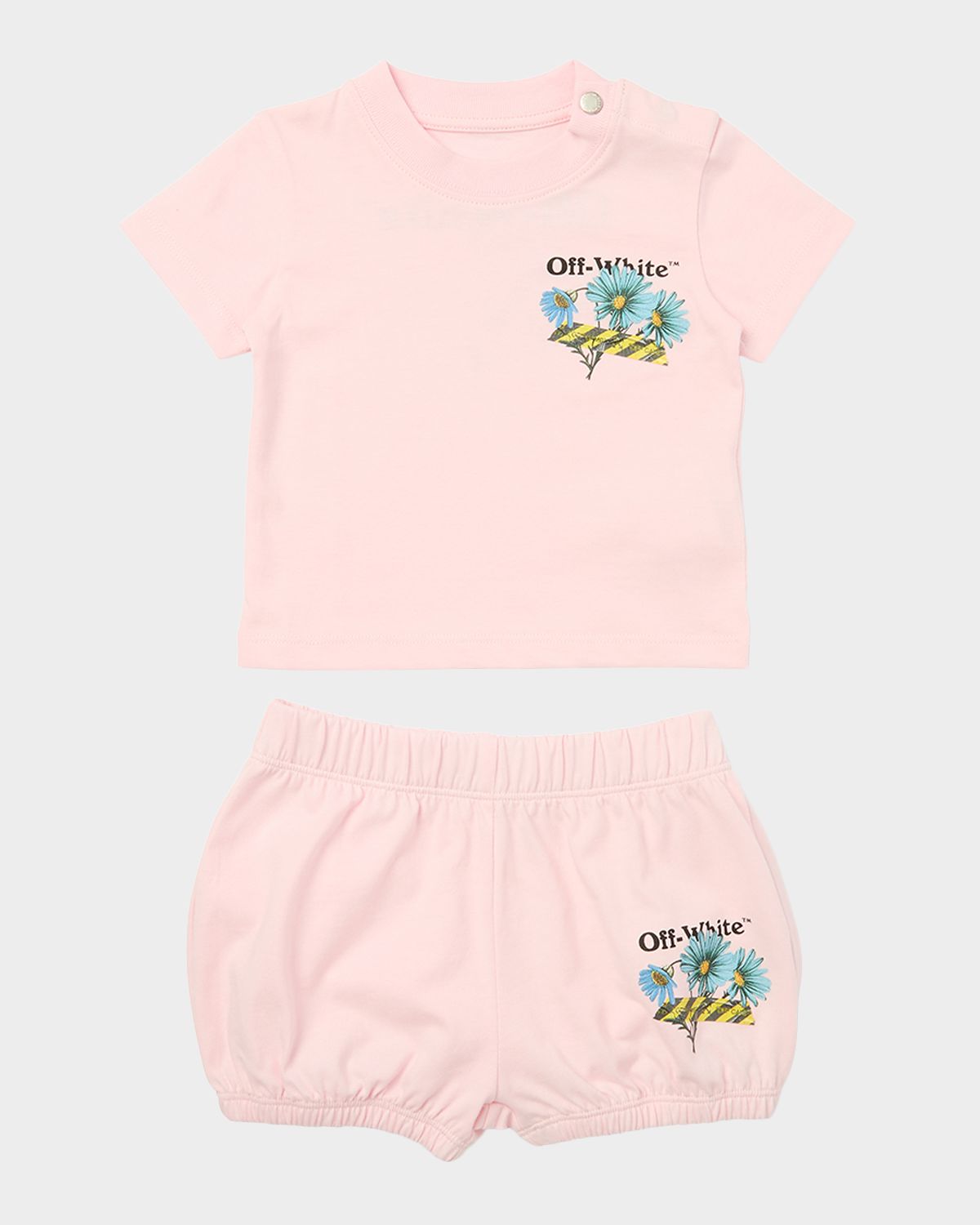 Off-White Girl 's Daisy Tape Jersey Top & Shorts Set, Size 3M-36M