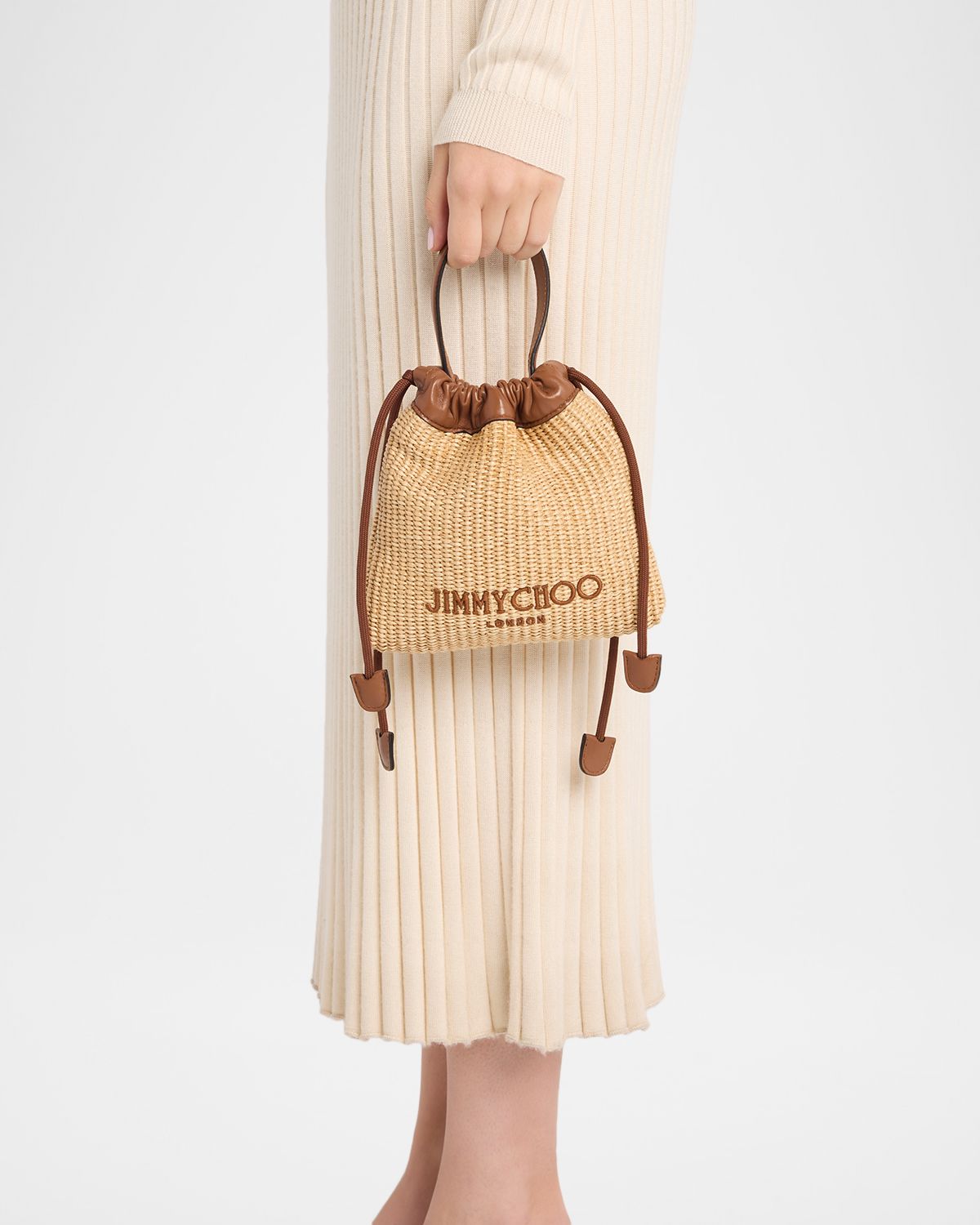 Jimmy Choo Drawstring Raffia Top Handle Bag | Thumbnail 6 Jimmy Choo Drawstring Raffia Top Handle Bag | Thumbnail 6