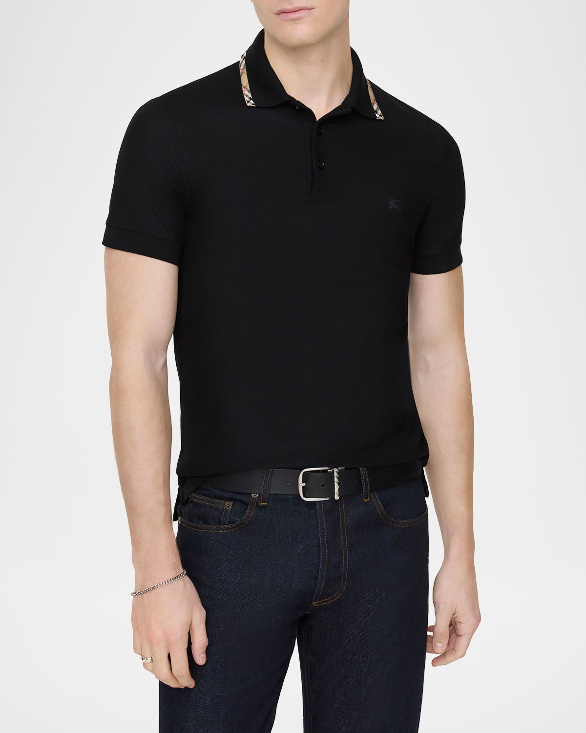 Burberry en 's Slim Fit Check-Placket Pique Polo Shirt