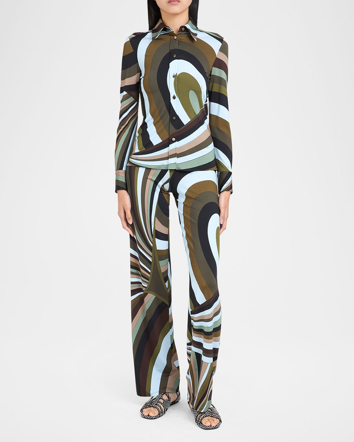 Pucci Iride Jersey Straight-Leg Pull-On Pants