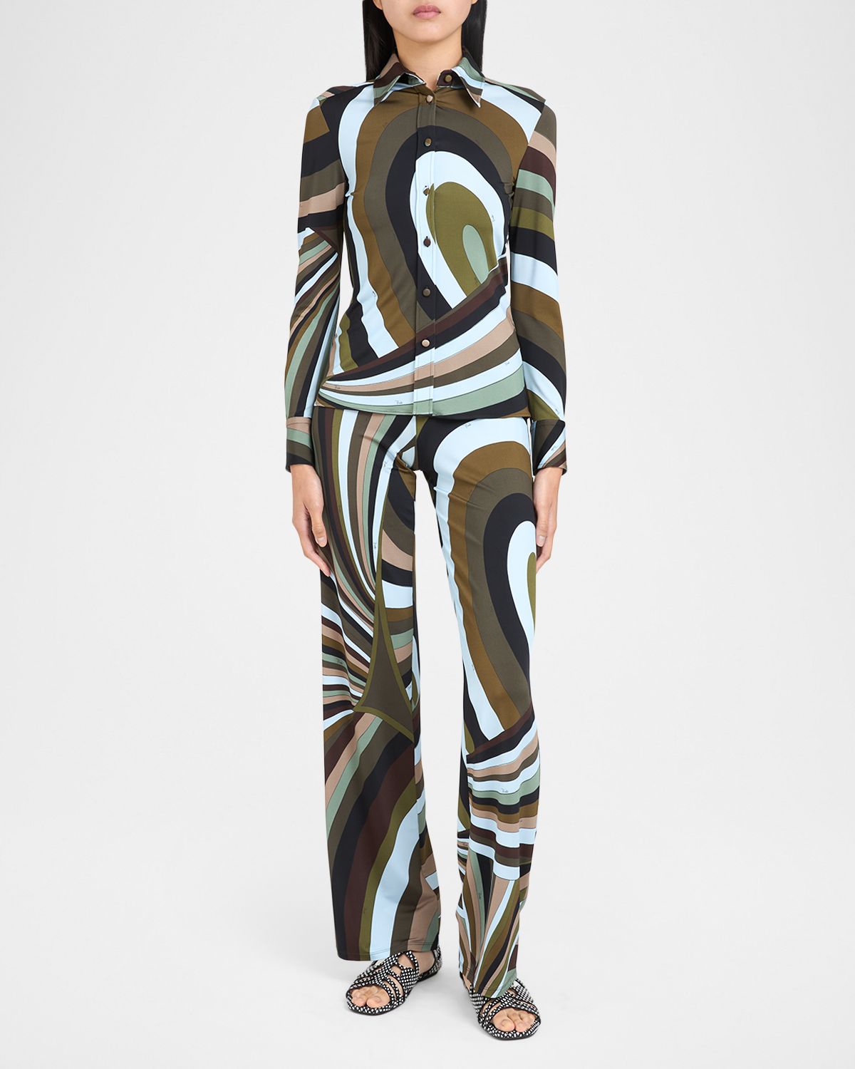 Pucci Iride Jersey Button-Down Shirt