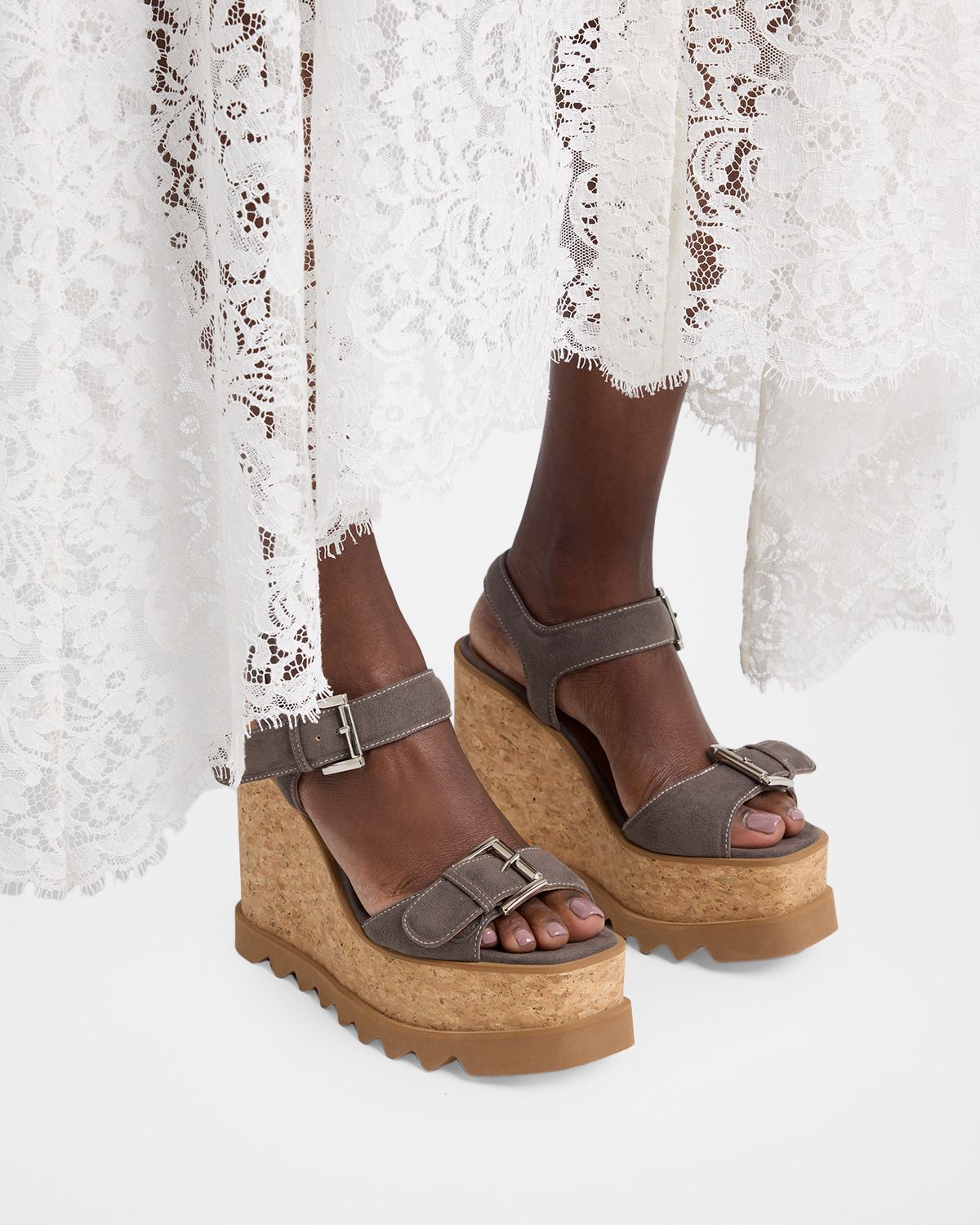 Stella McCartney 120mm Sneak-Elyse Vegan Suede Platform Sandals | Thumbnail 6