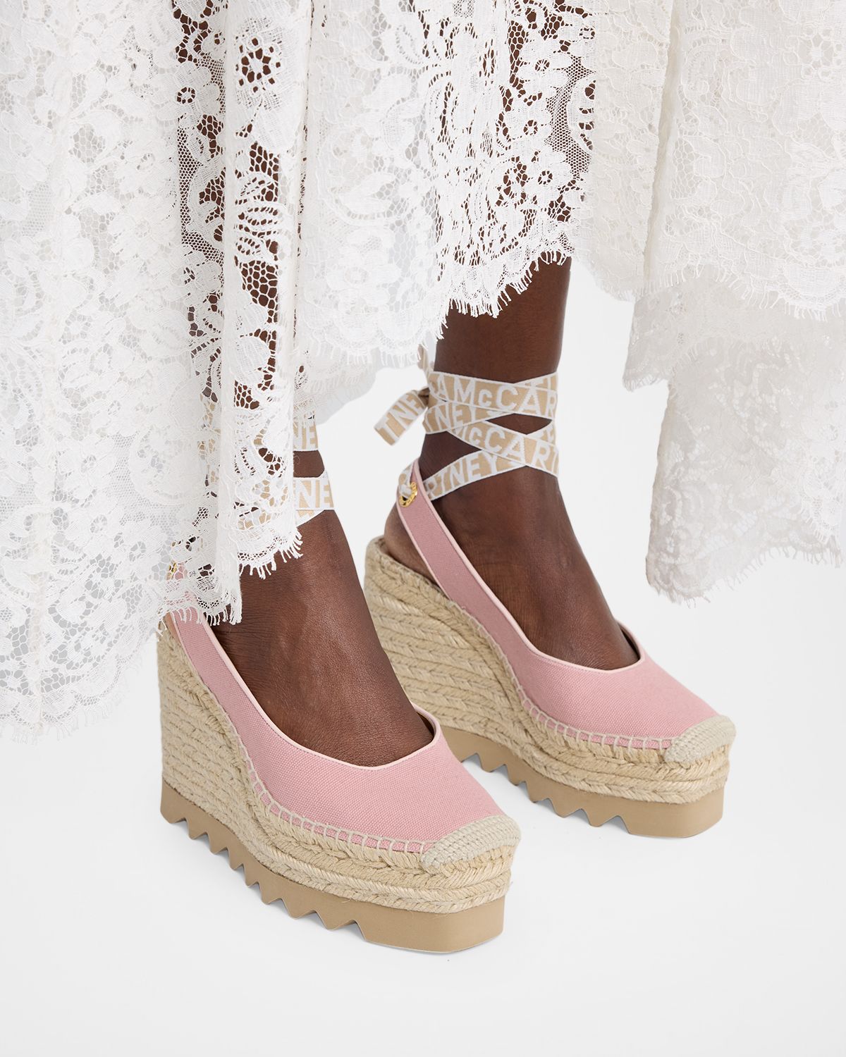 Stella McCartney 110mm Gaia Slingback Canvas Wedge Espadrilles - Women's Shoes