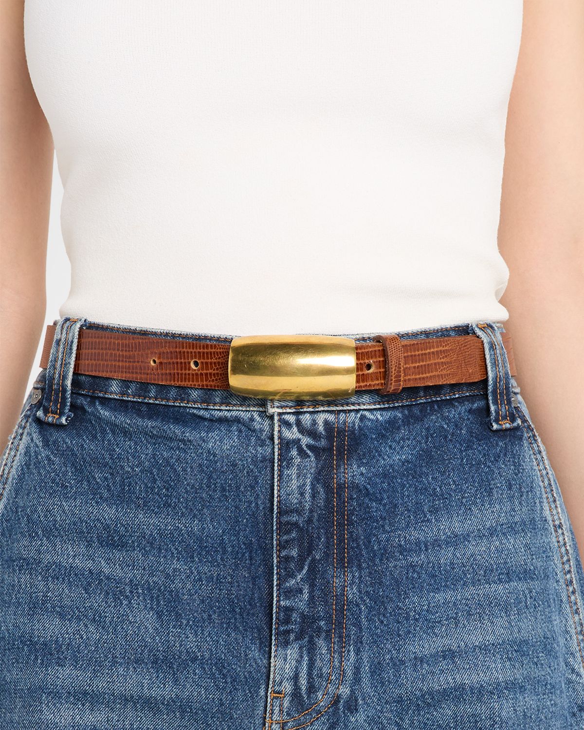 L 'Agence x Streets Ahead Marlowe Croc-Embossed Leather Belt