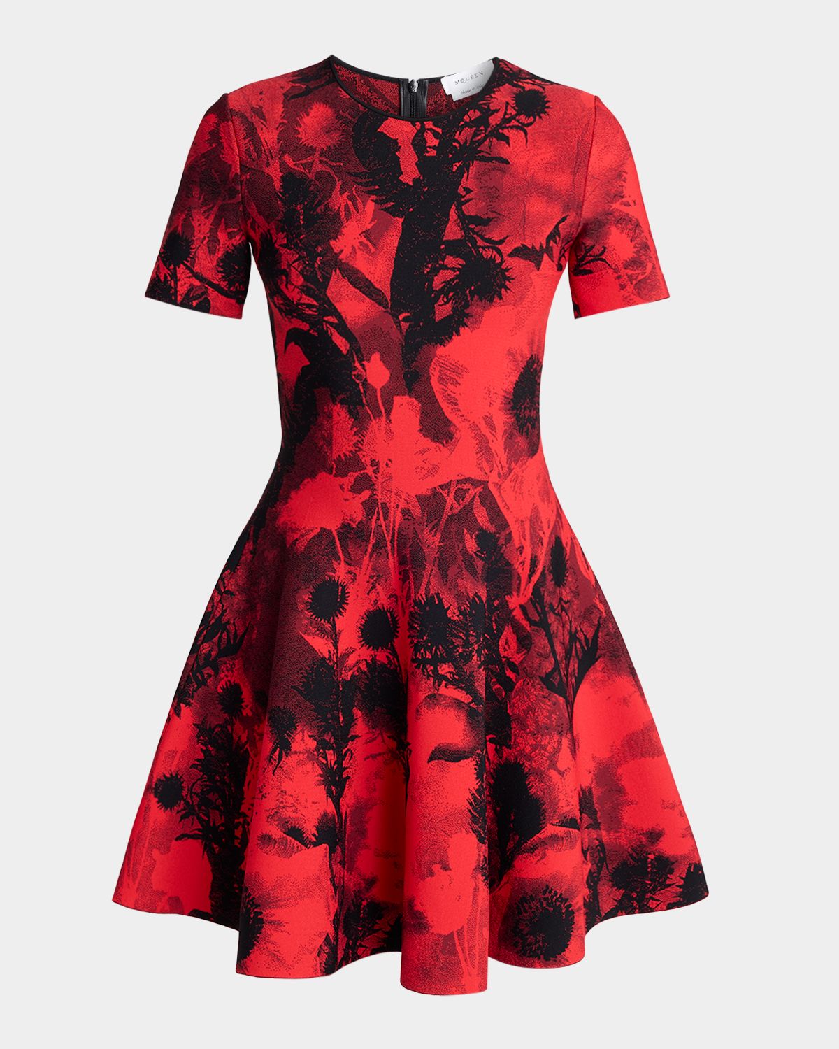McQueen Floral Jacquard Short-Sleeve Mini Dress | Thumbnail 5 McQueen Floral Jacquard Short-Sleeve Mini Dress | Thumbnail 5