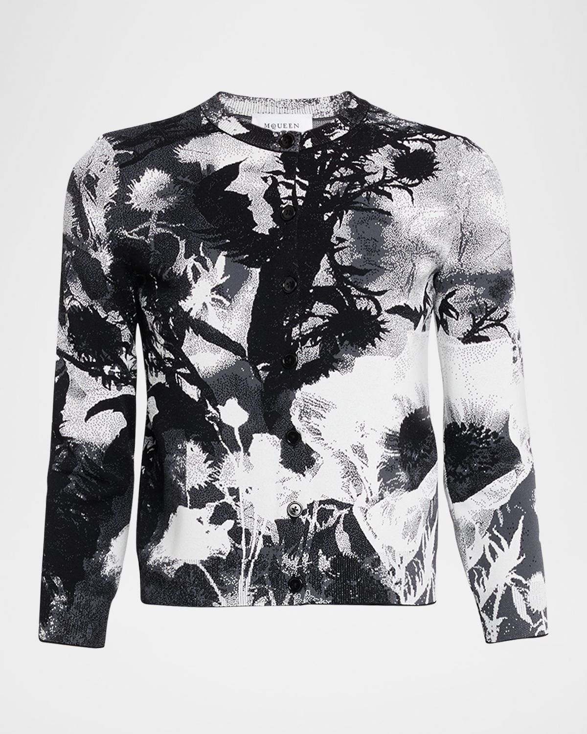 McQueen Floral Jacquard Crewneck Cardigan | Thumbnail 6 McQueen Floral Jacquard Crewneck Cardigan | Thumbnail 6
