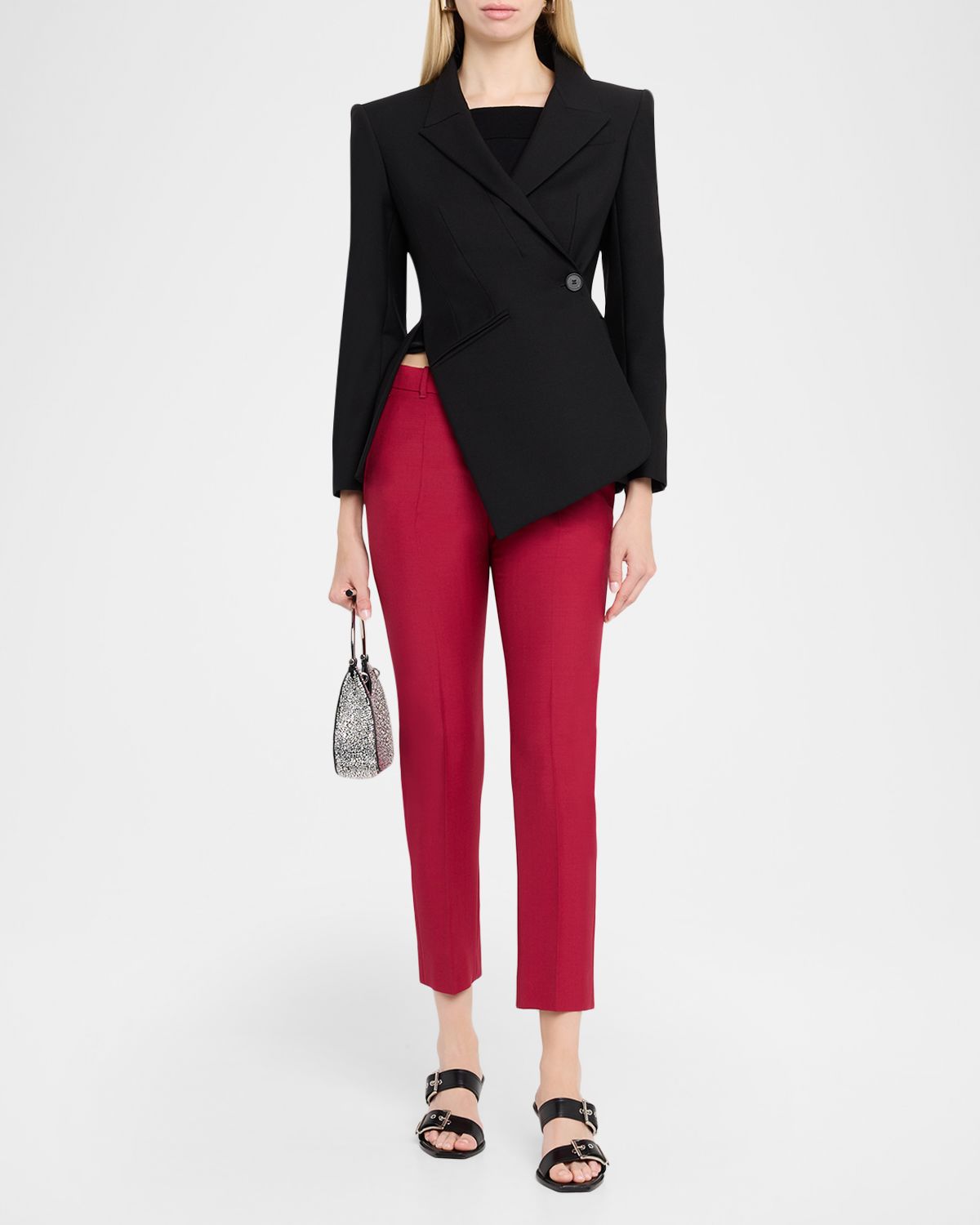 McQueen Certified Wool Mohair Slim-Leg Ankle Trousers