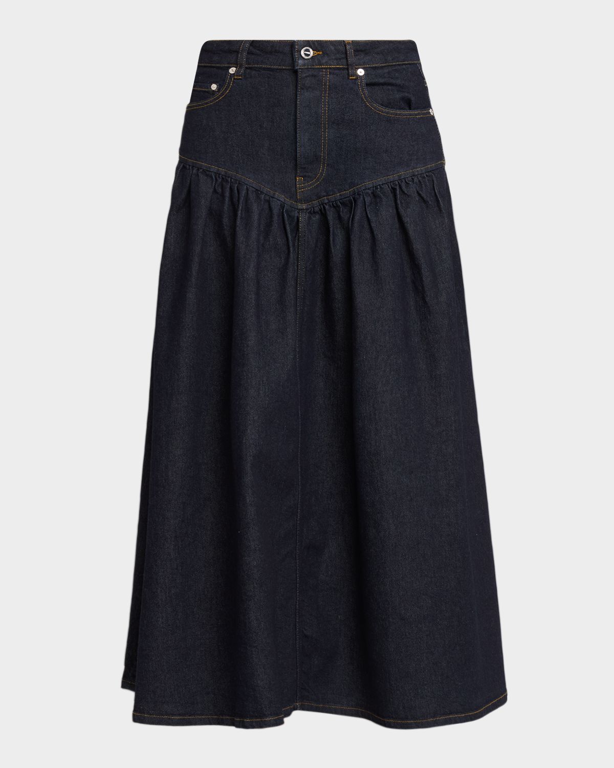 Ganni Stretch Denim Midi Skirt