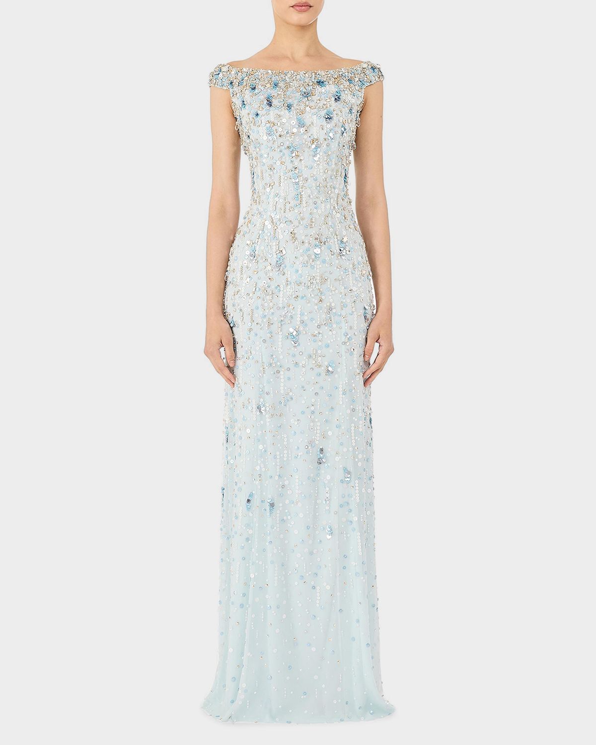 Jenny Packham Jessie Embellished Off-The-Shoulder Gown