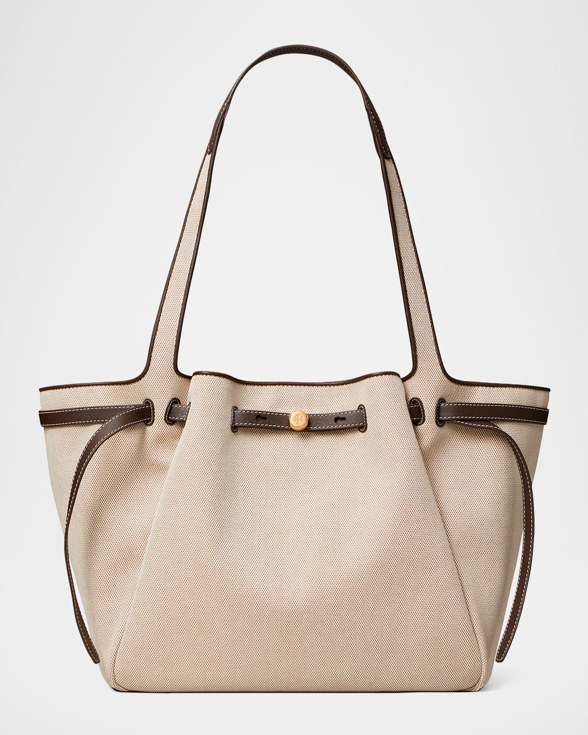 Tory Burch Romy Large Canvas Leather-Trim Tote Bag