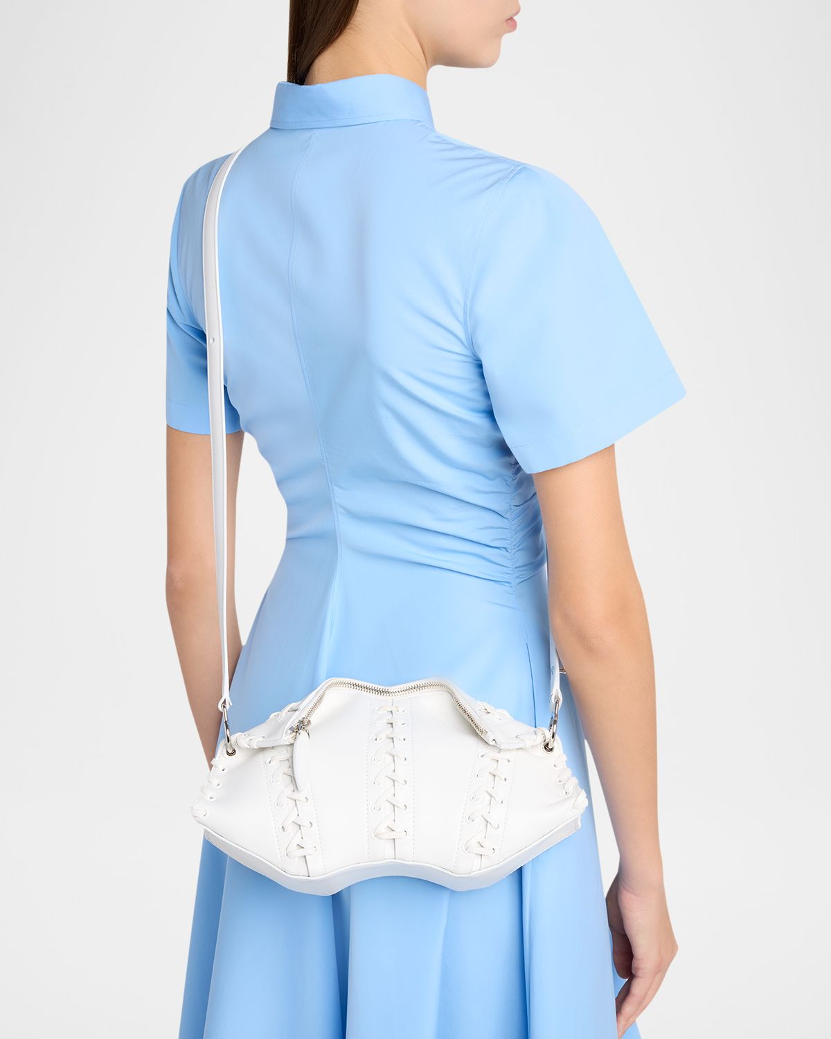 McQueen Lace-Up Corset Leather Shoulder Bag