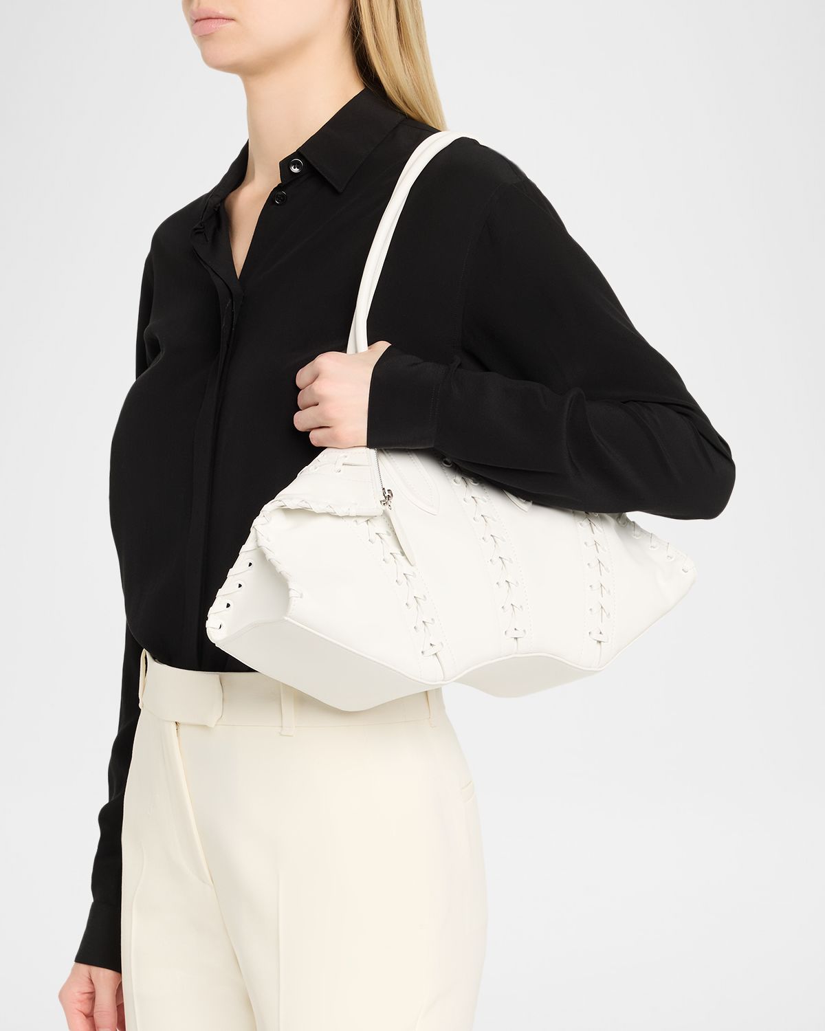 McQueen Manta Leather Corset Shoulder Bag