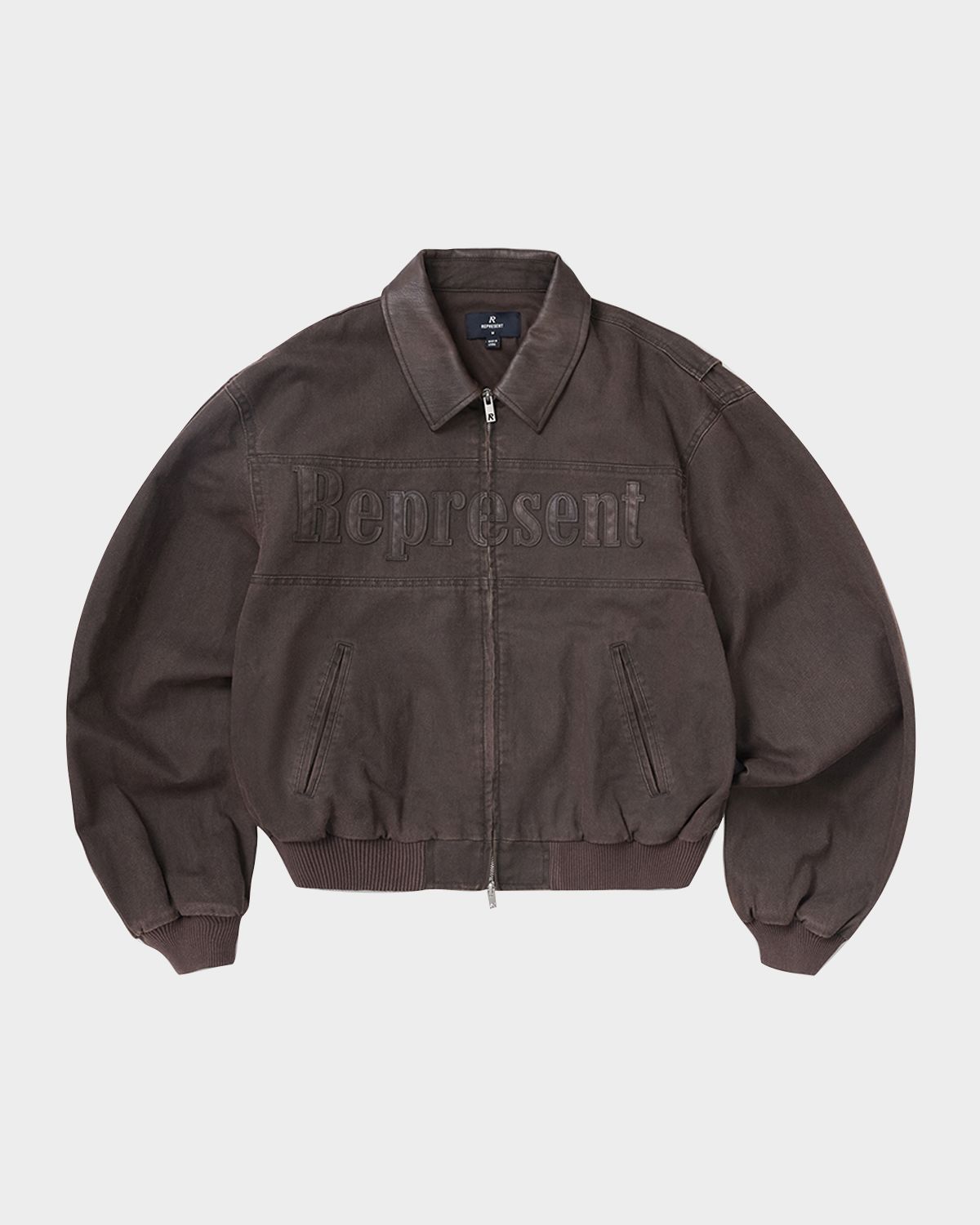 REPRESENT Men 's Roscoe Canvas Bomber Jacket with Faux Leather Trim