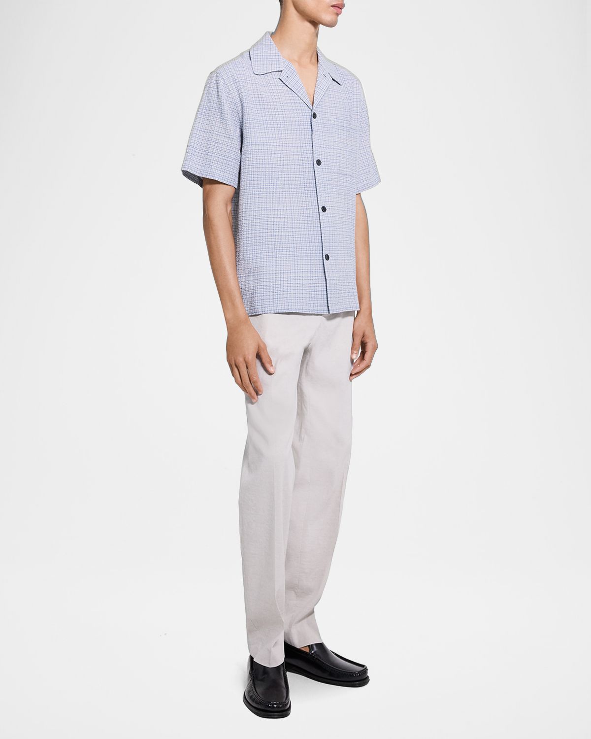 Theory Men 's Textured Cotton Crosshatch Short-Sleeve Shirt