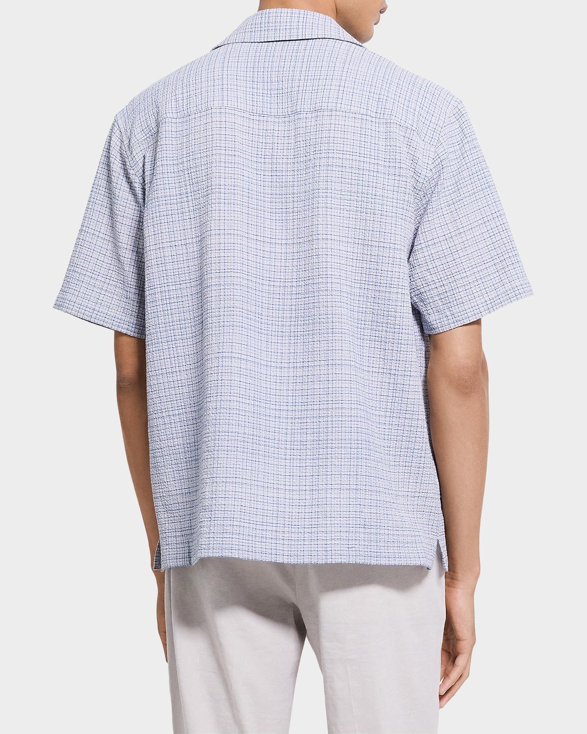 Theory Men 's Textured Cotton Crosshatch Short-Sleeve Shirt | Thumbnail 3