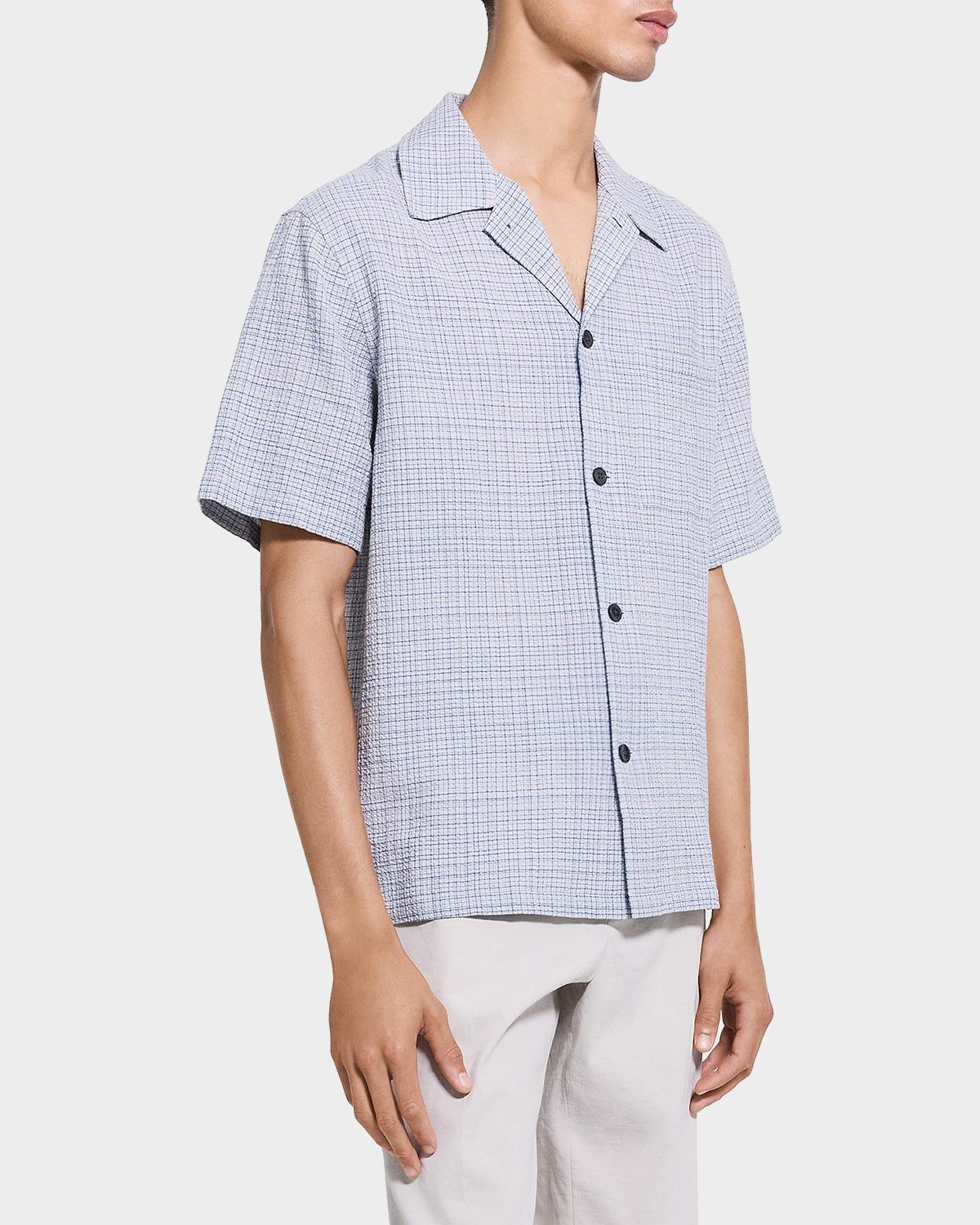 Theory Men 's Textured Cotton Crosshatch Short-Sleeve Shirt | Thumbnail 6