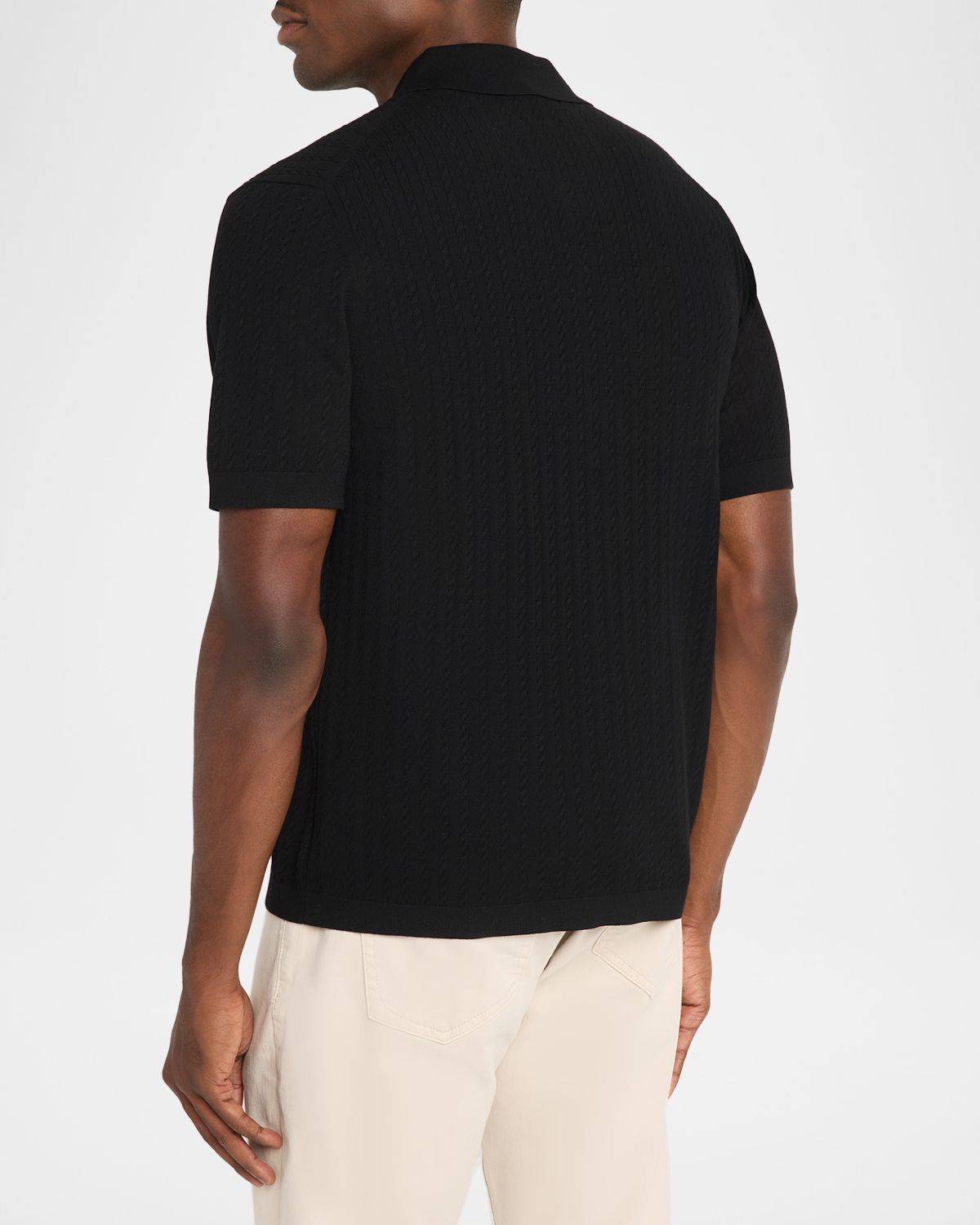Theory Men 's Striple Cable Knit Polo Shirt | Thumbnail 3 Theory Men 's Striple Cable Knit Polo Shirt | Thumbnail 3
