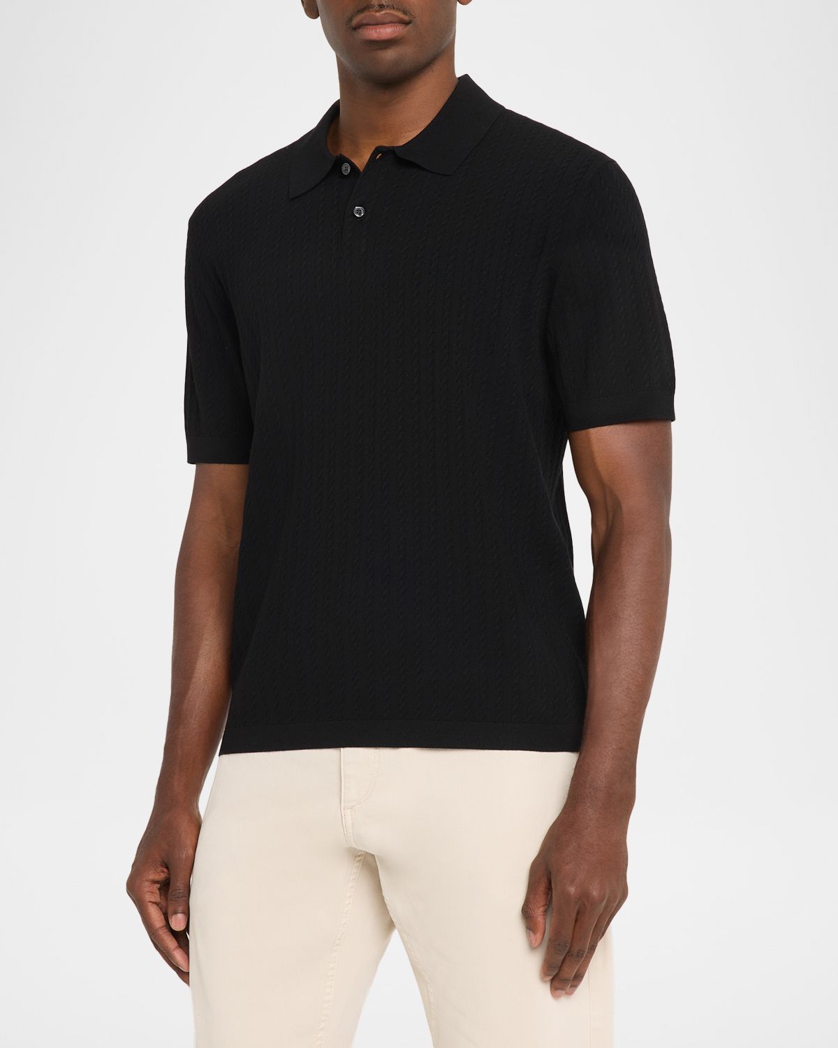 Theory Men 's Striple Cable Knit Polo Shirt | Thumbnail 4 Theory Men 's Striple Cable Knit Polo Shirt | Thumbnail 4