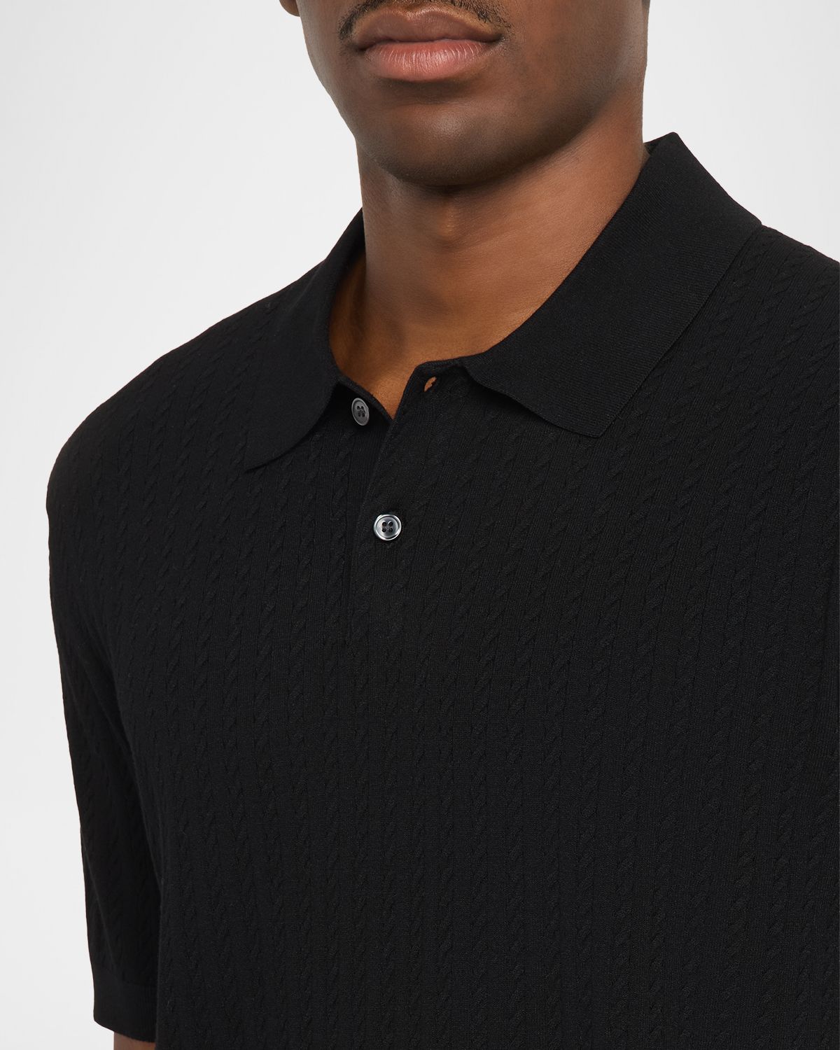 Theory Men 's Striple Cable Knit Polo Shirt | Thumbnail 5 Theory Men 's Striple Cable Knit Polo Shirt | Thumbnail 5