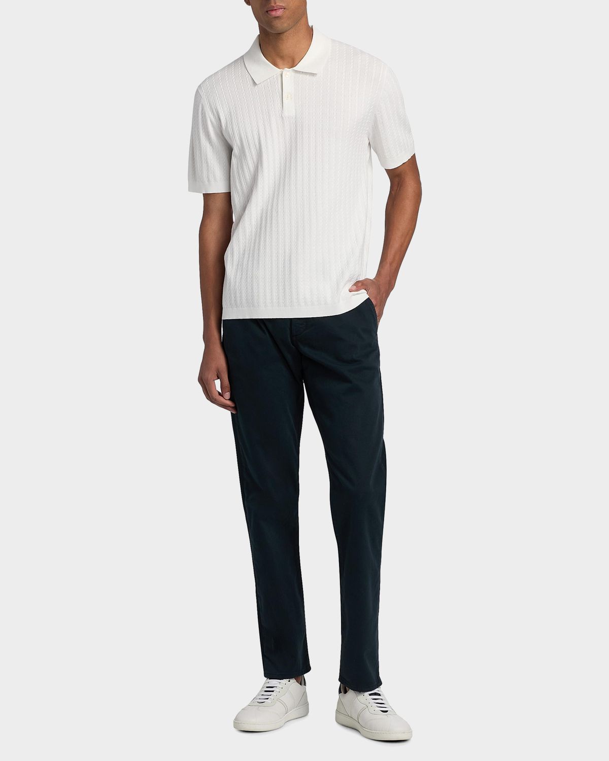 Theory Men 's Striple Cable Knit Polo Shirt