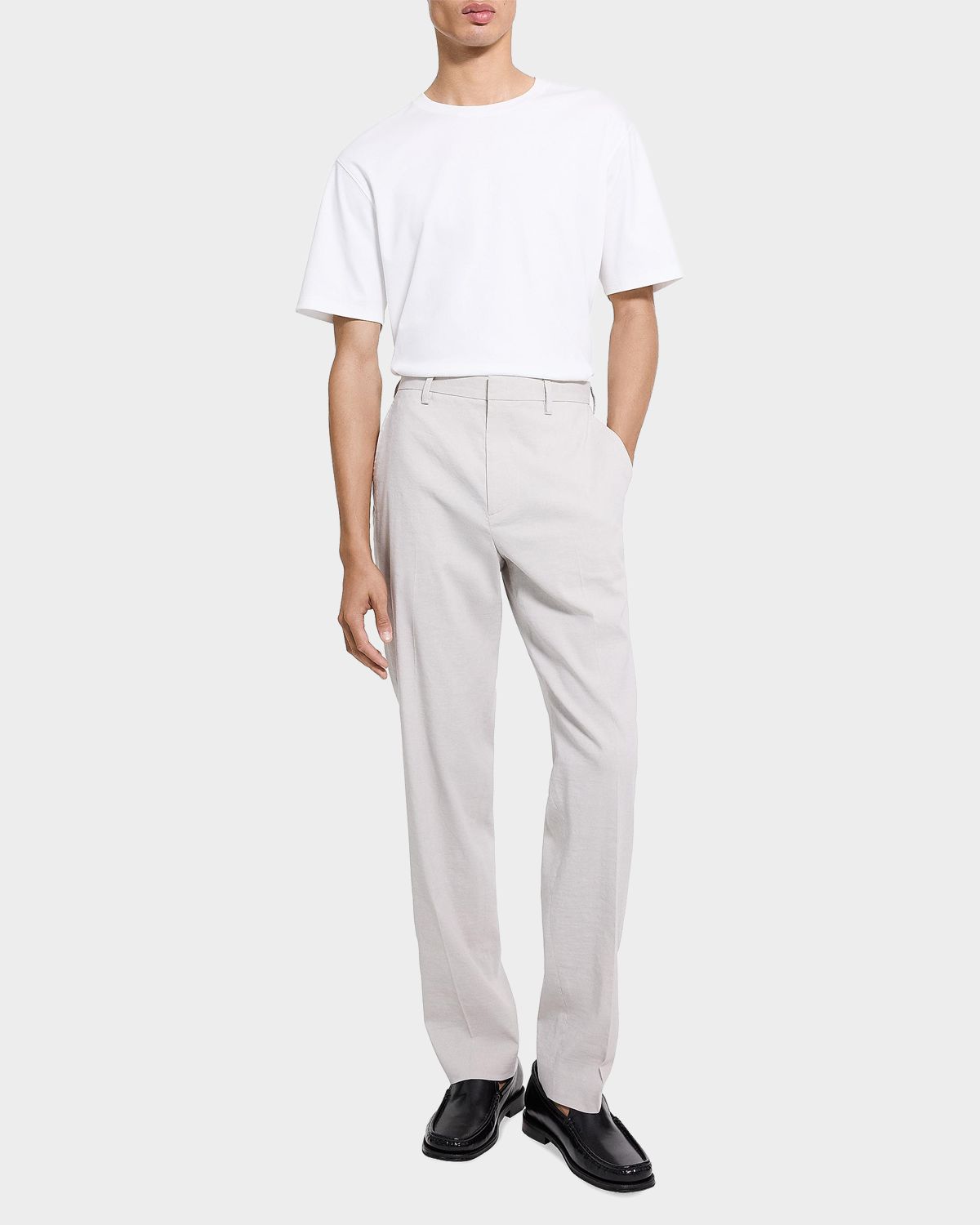 Theory Men 's Organic Linen Straight Leg Flat-Front Trousers
