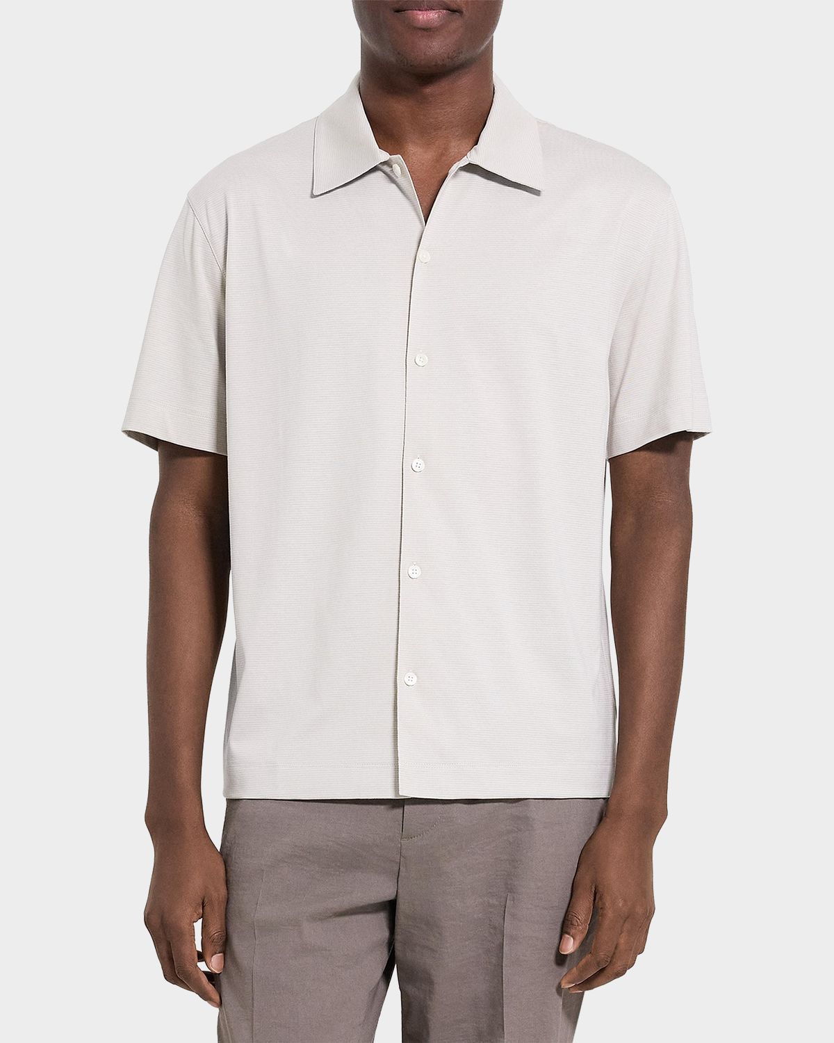 Theory Men 's Cotton Tonal Stripe Short-Sleeve Shirt | Thumbnail 3