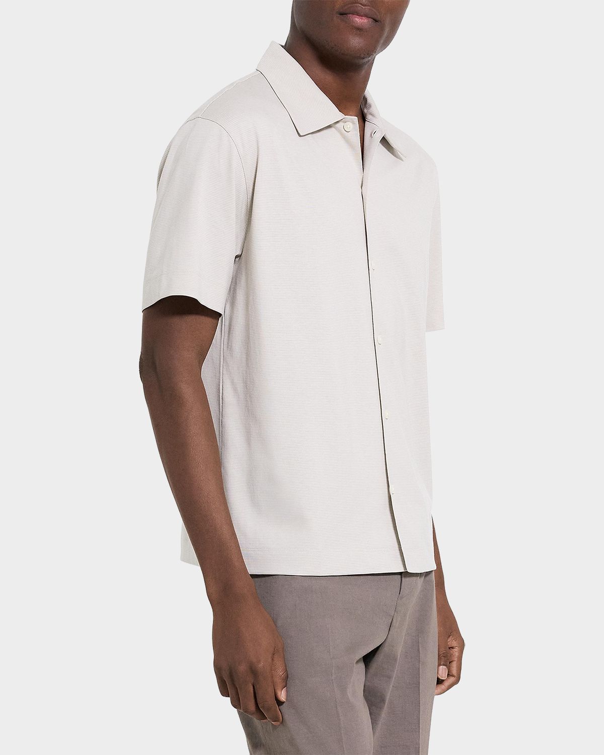 Theory Men 's Cotton Tonal Stripe Short-Sleeve Shirt | Thumbnail 5