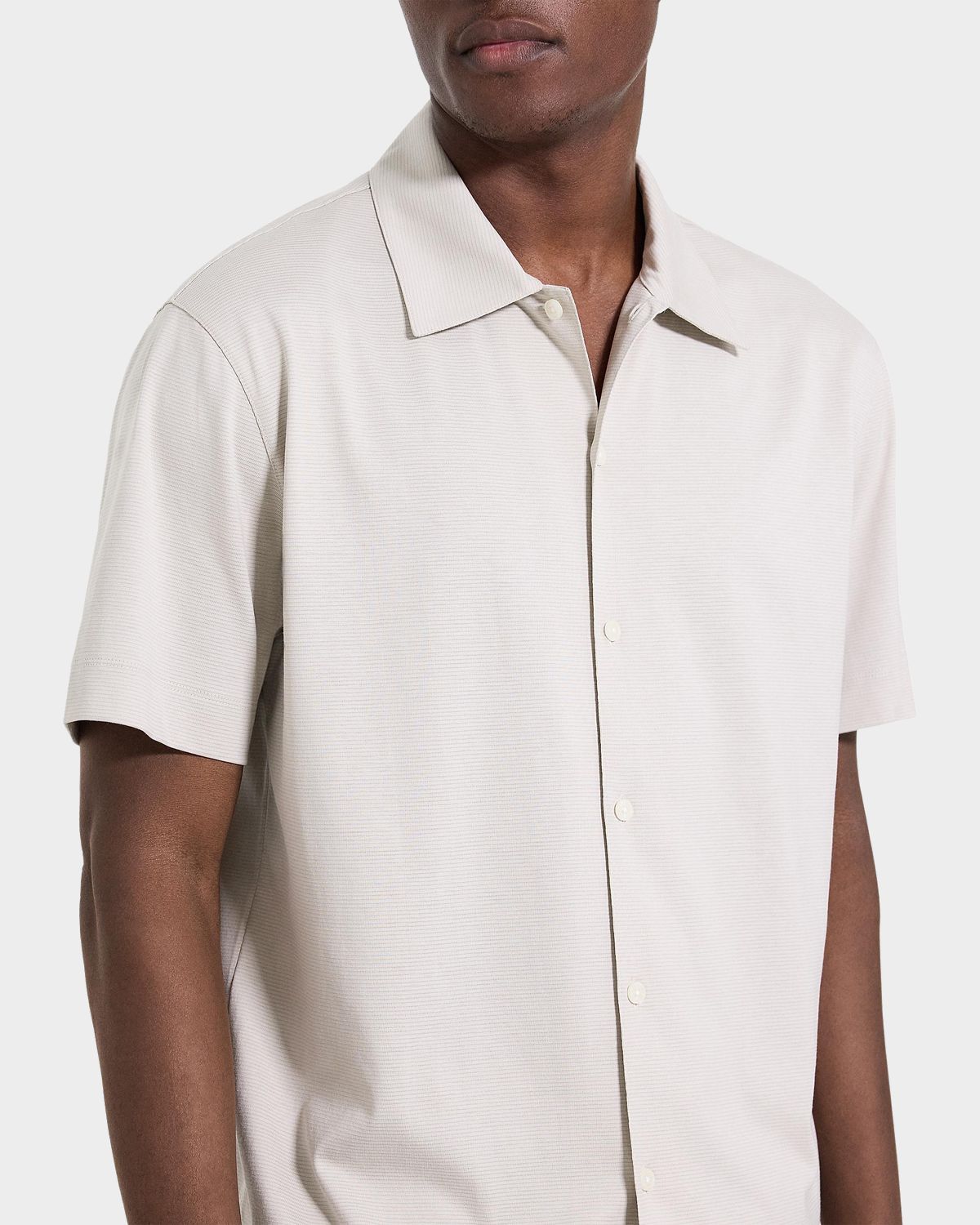 Theory Men 's Cotton Tonal Stripe Short-Sleeve Shirt | Thumbnail 4