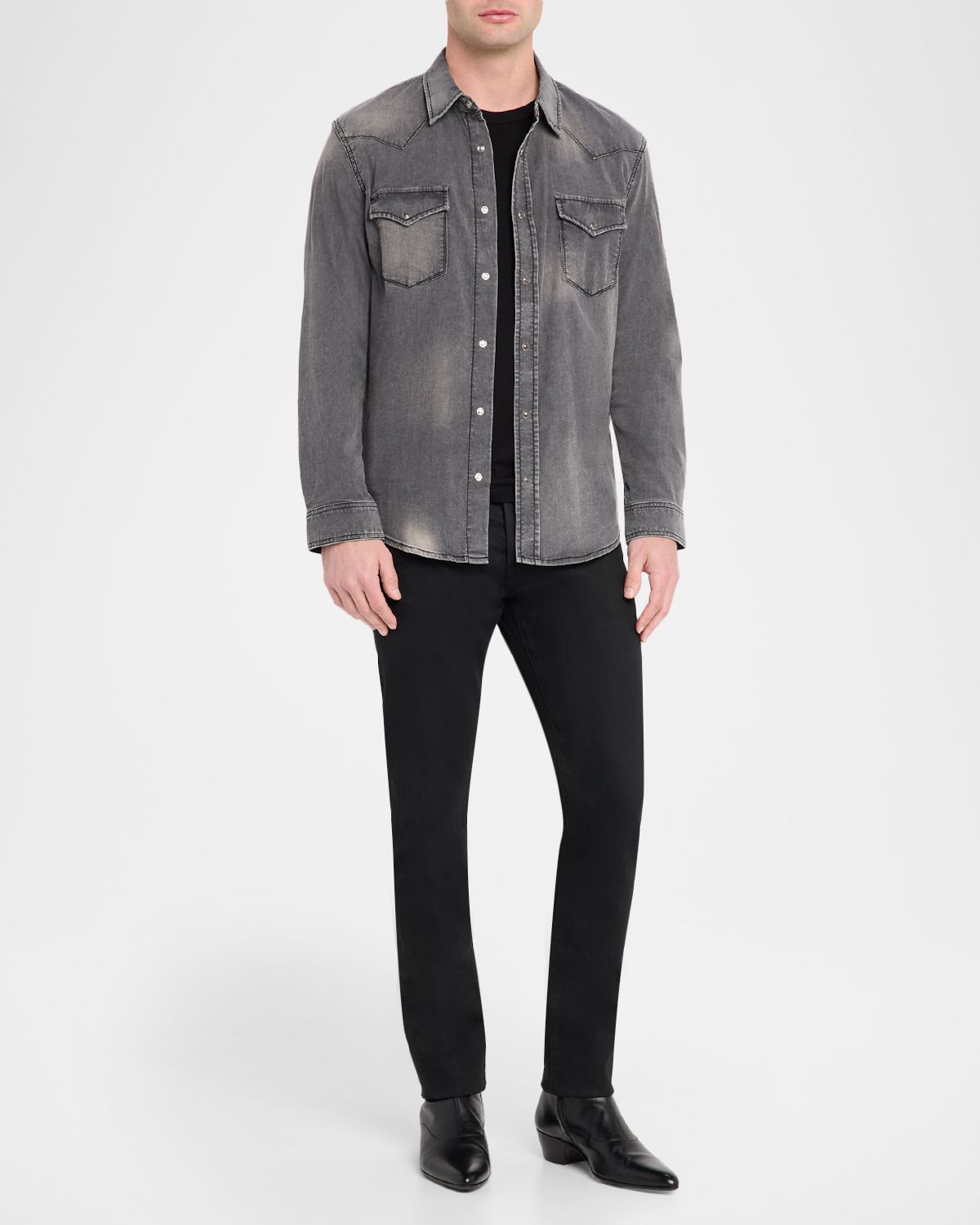 monfrere Men 's Eastwood Denim Snap-Button Western Shirt