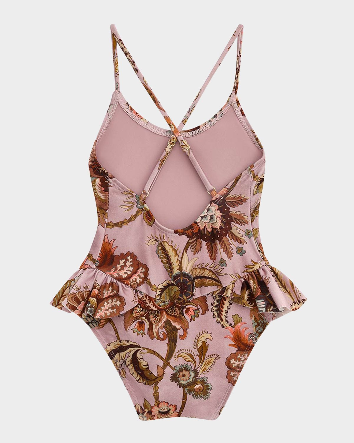 Zimmermann Aster Printed Frill One-Piece Swimsuit, Size 1-1