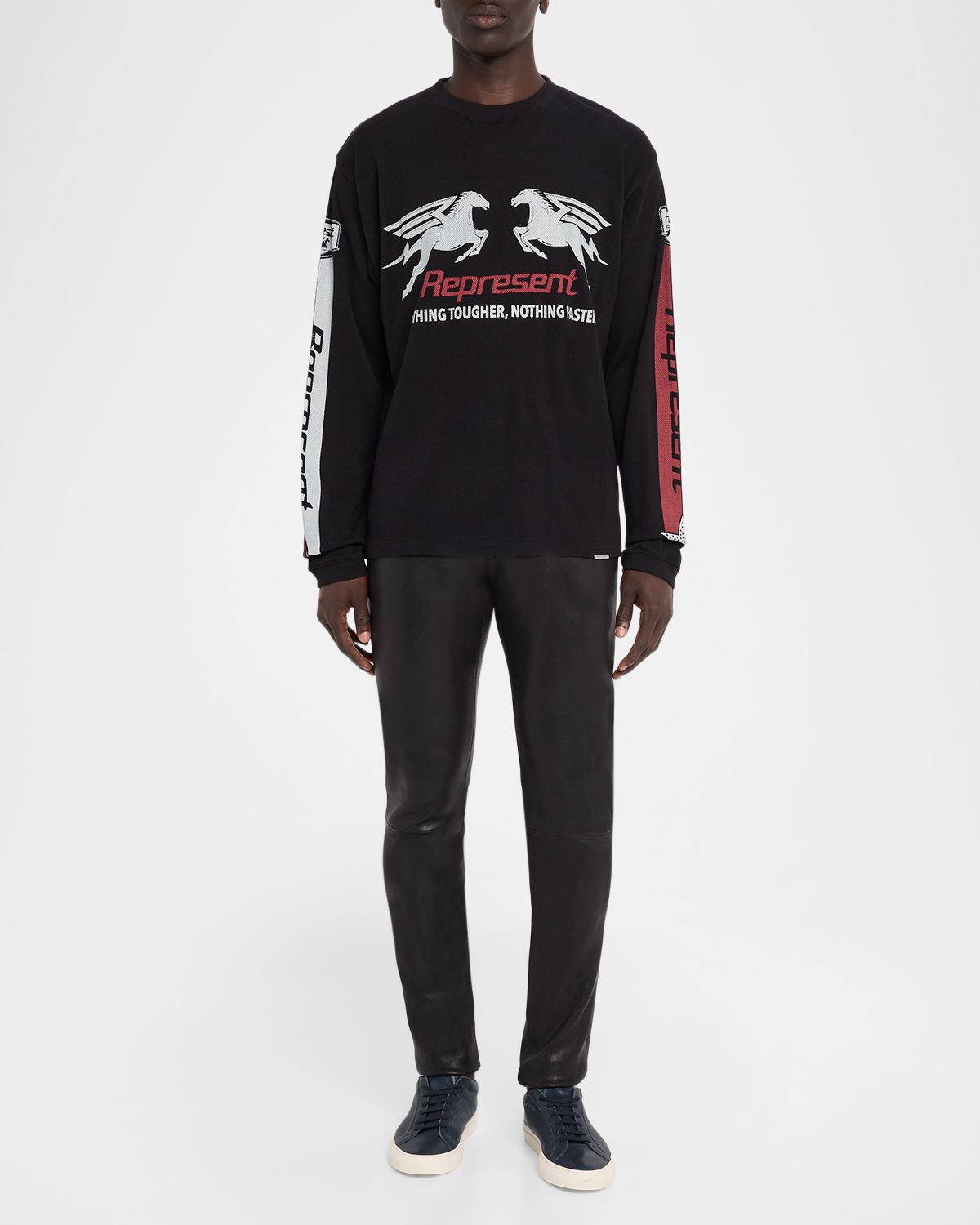REPRESENT Men 's Mesh Pegasus Cotton Long-Sleeve T-Shirt