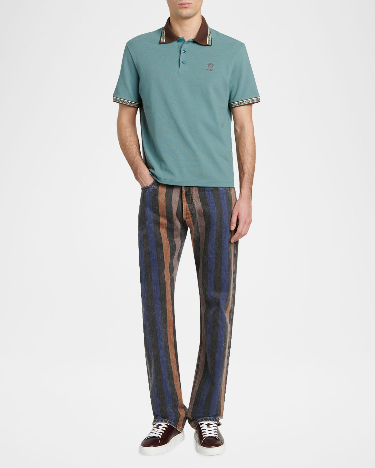 Versace en 's Greca-Trim Cotton Pique edusa Polo Shirt | Thumbnail 5 Versace en 's Greca-Trim Cotton Pique edusa Polo Shirt | Thumbnail 5