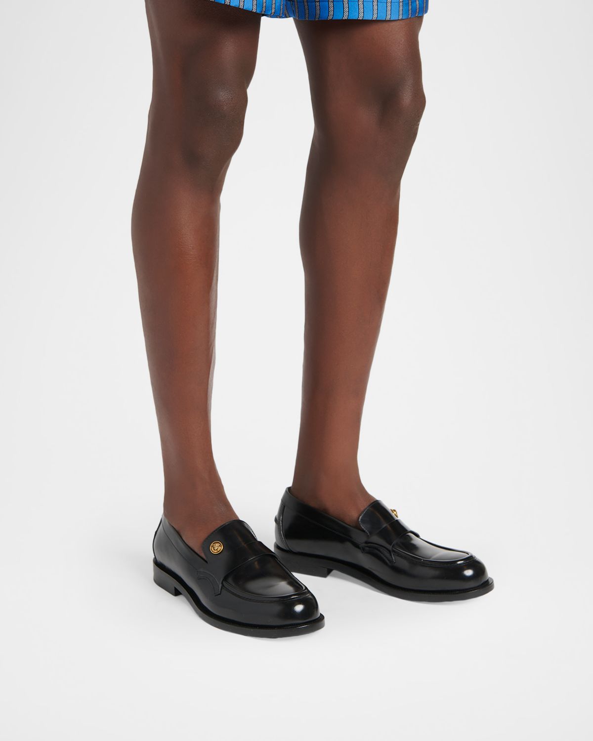 Versace Men 's Leather Medusa Coin Penny Loafers | Thumbnail 6 Versace Men 's Leather Medusa Coin Penny Loafers | Thumbnail 6