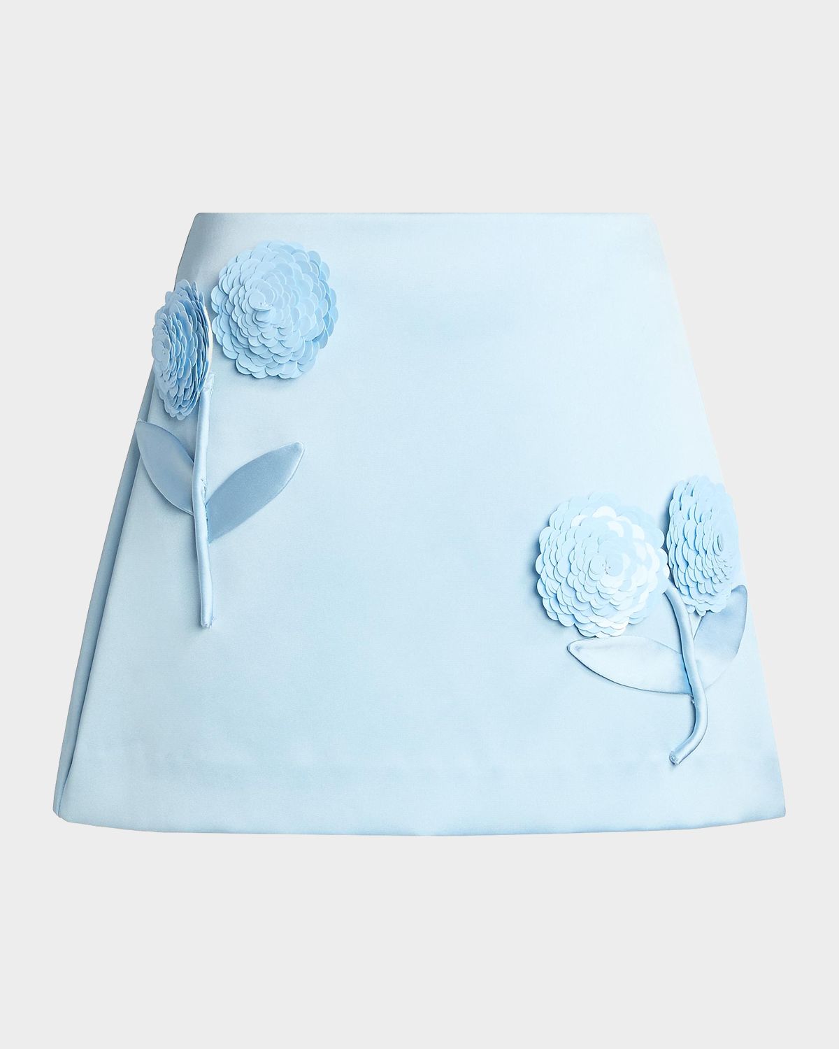 Self-Portrait Satin 3D Sequined Flower Mini Skirt