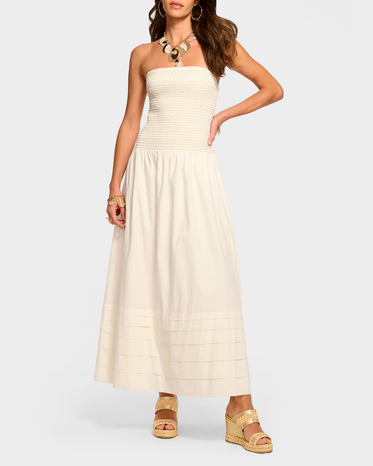 Ramy Brook Jace Smocked Strapless Maxi Dress