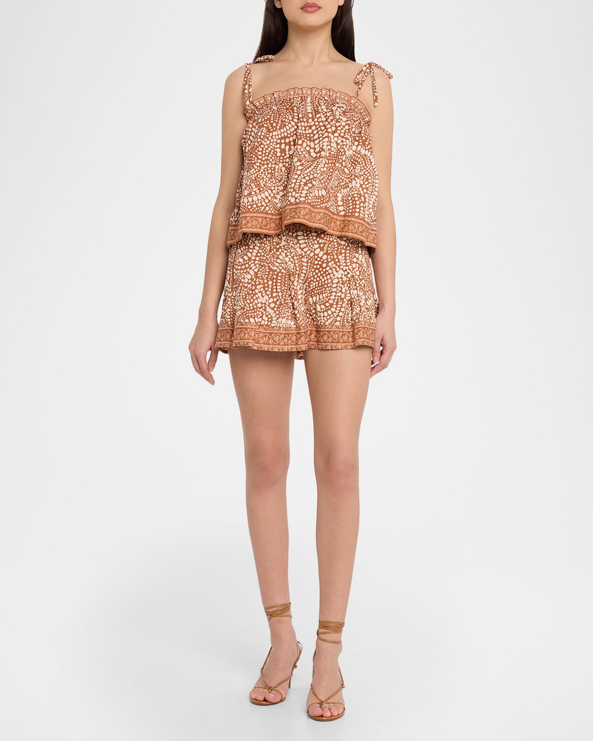Ramy Brook Quinn Printed Pleat Mini Shorts