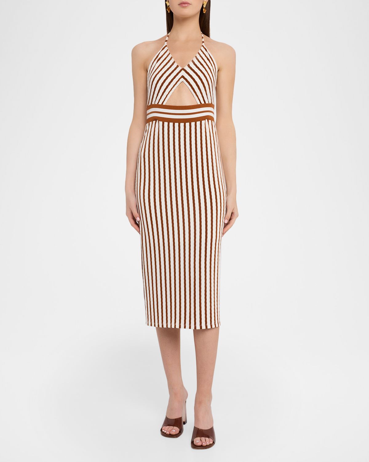 Ramy Brook Stevie Textured Stripe Midi Dress