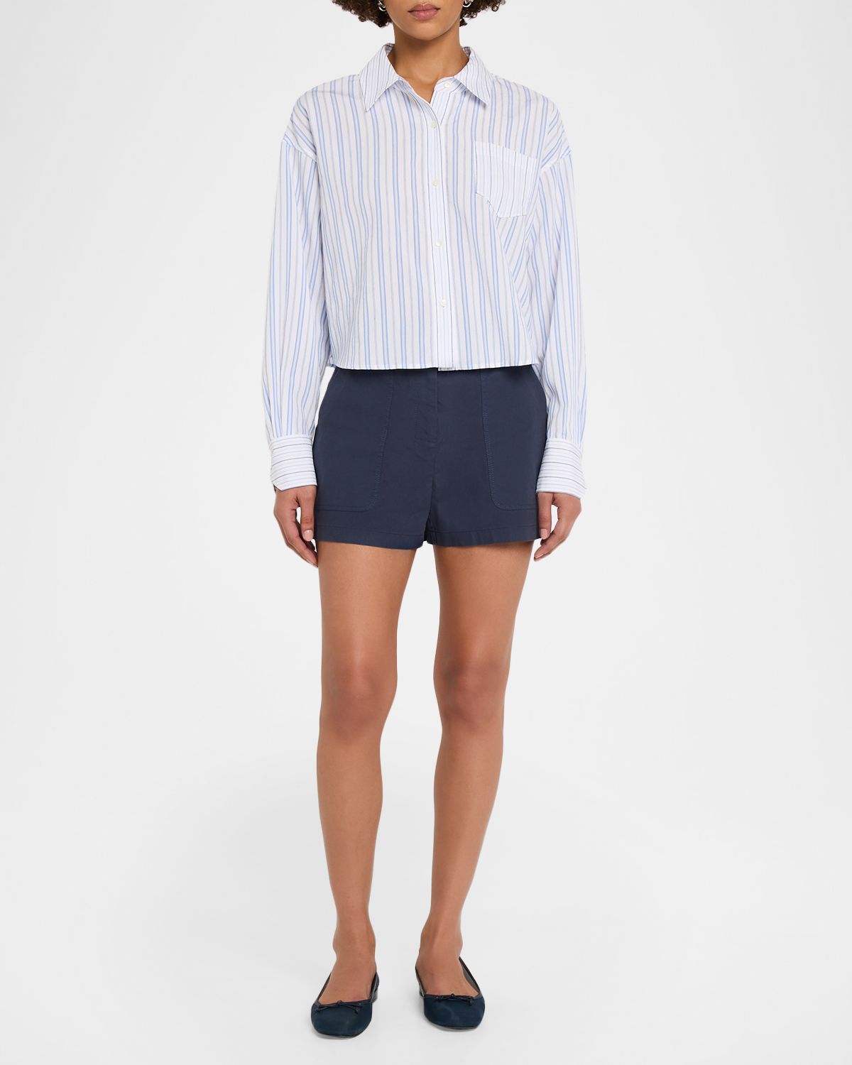 Ramy Brook Hilary High-Rise Canvas Mini Shorts