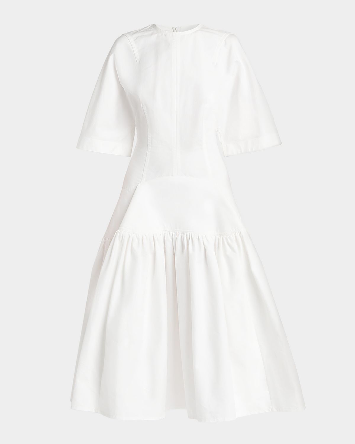 Bottega Veneta Cotton Voile Drop-Waist Midi Dress