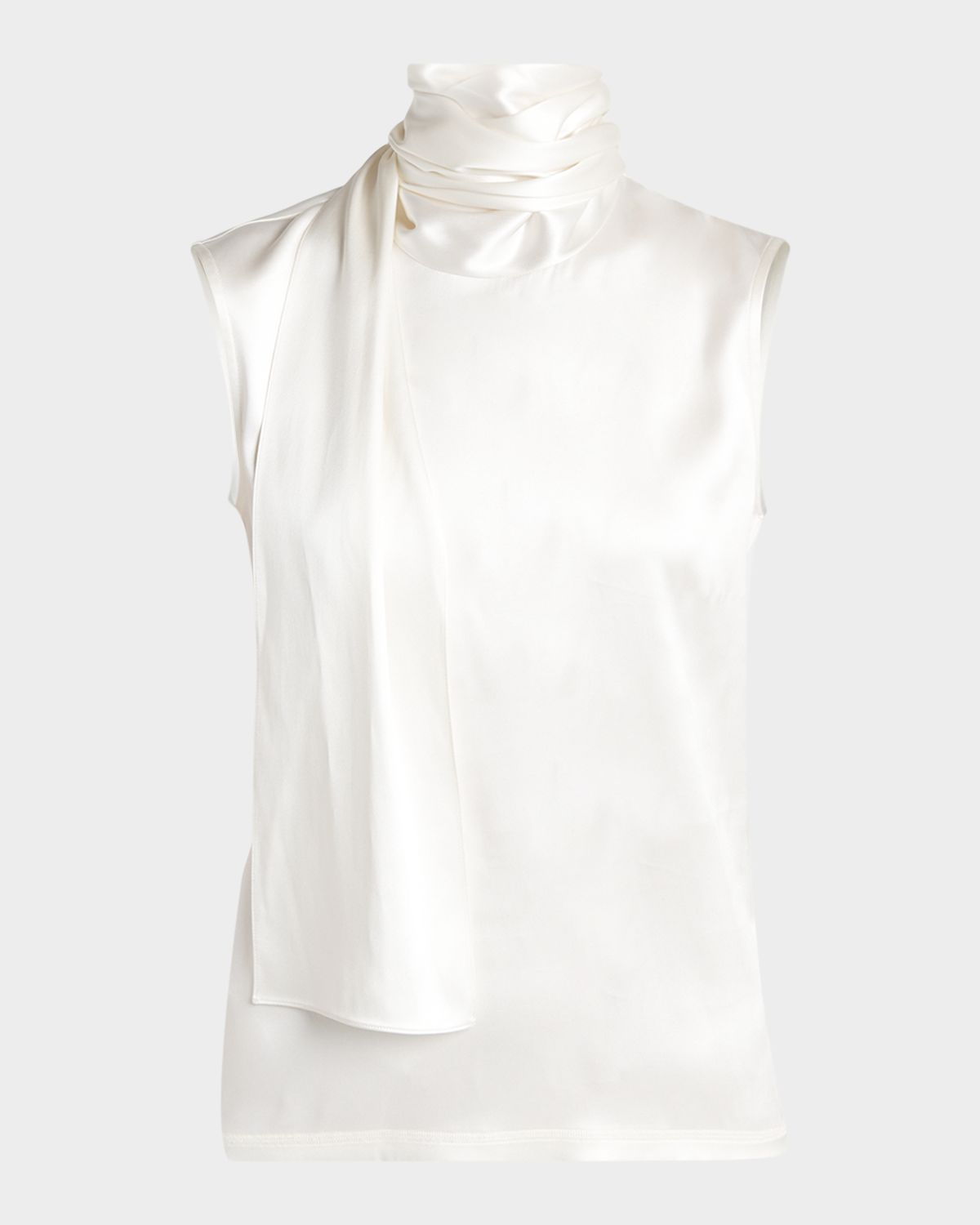 Bottega Veneta Scarf-Neck Satin Sleeveless Top