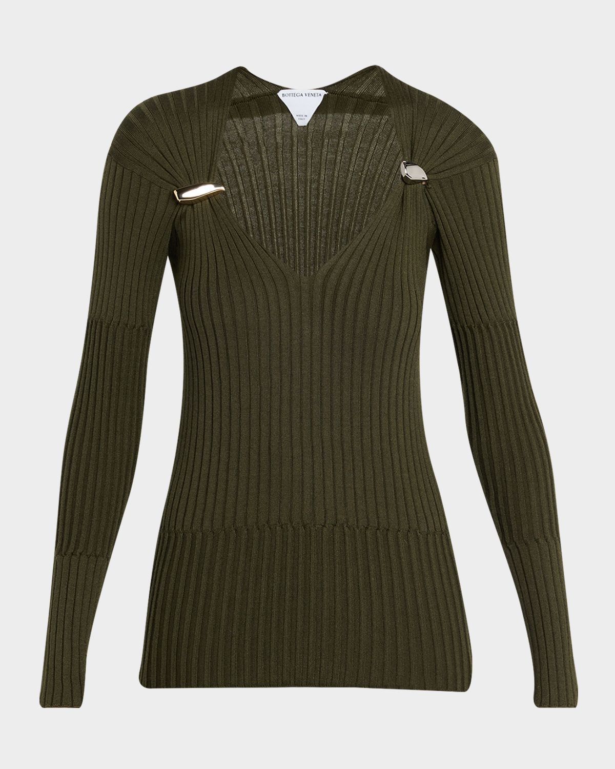 Bottega Veneta Claw Embellished Cashmere-Silk Rib Sweater | Thumbnail 6 Bottega Veneta Claw Embellished Cashmere-Silk Rib Sweater | Thumbnail 6