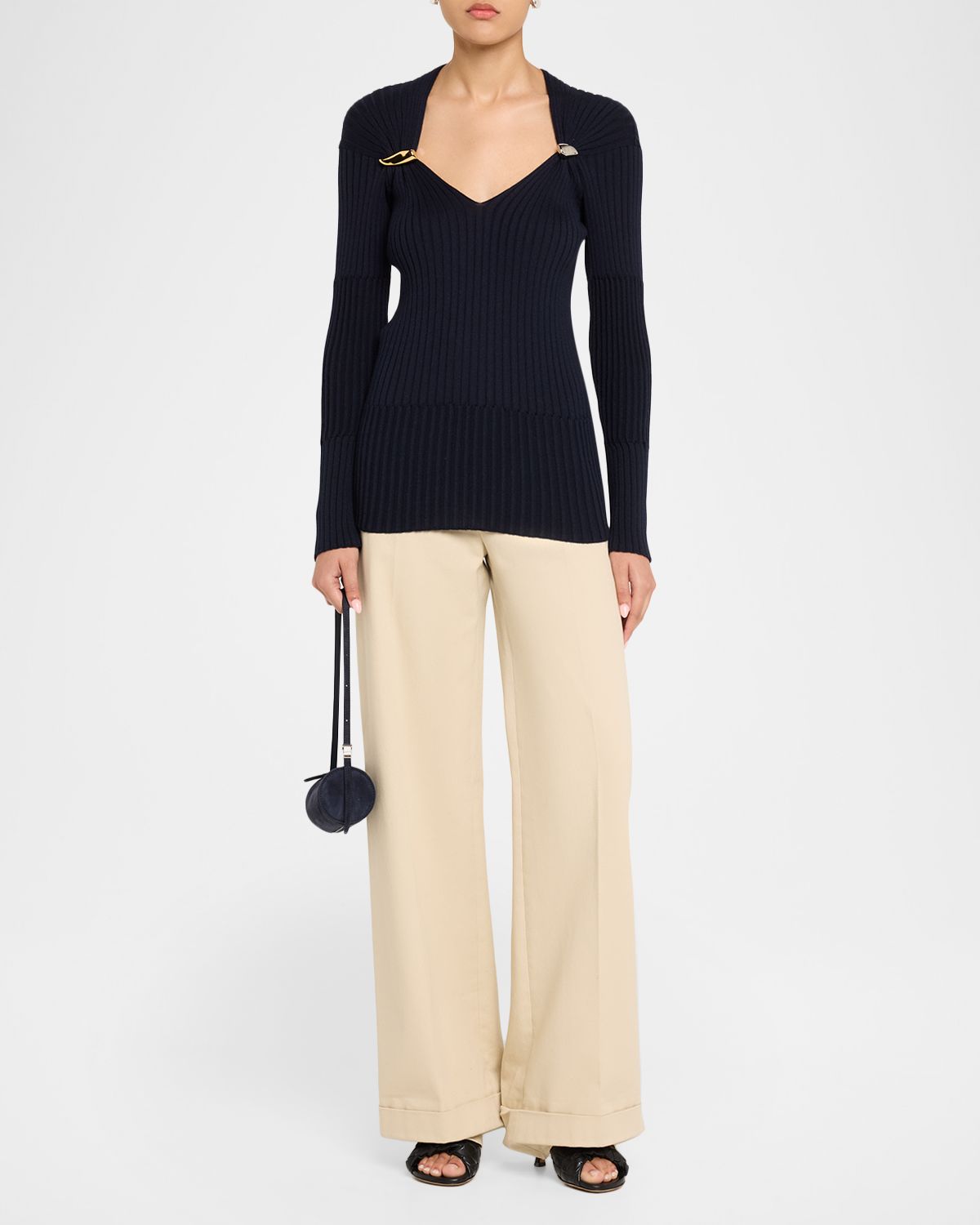 Bottega Veneta Claw Embellished Cashmere-Silk Rib Sweater | Thumbnail 5