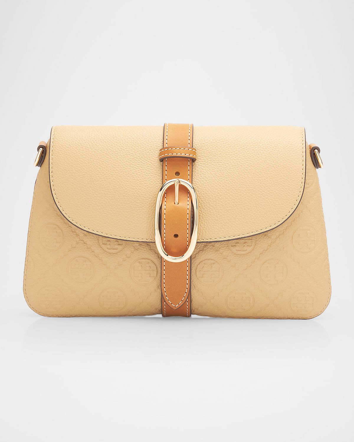 Tory Burch T Monogram Pebbled Leather Shoulder Bag