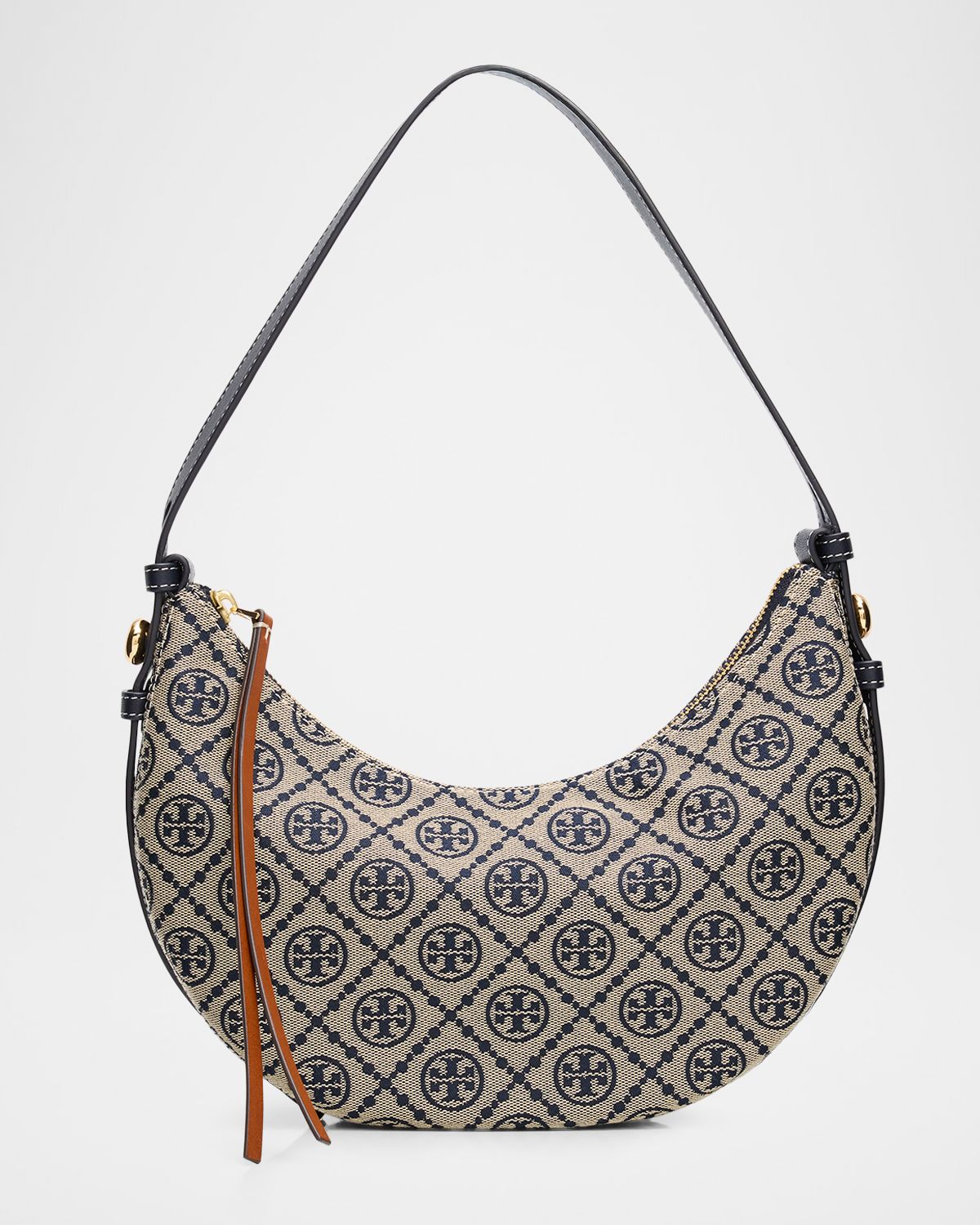 Tory Burch Romy T Monogram Half-Moon Shoulder Bag